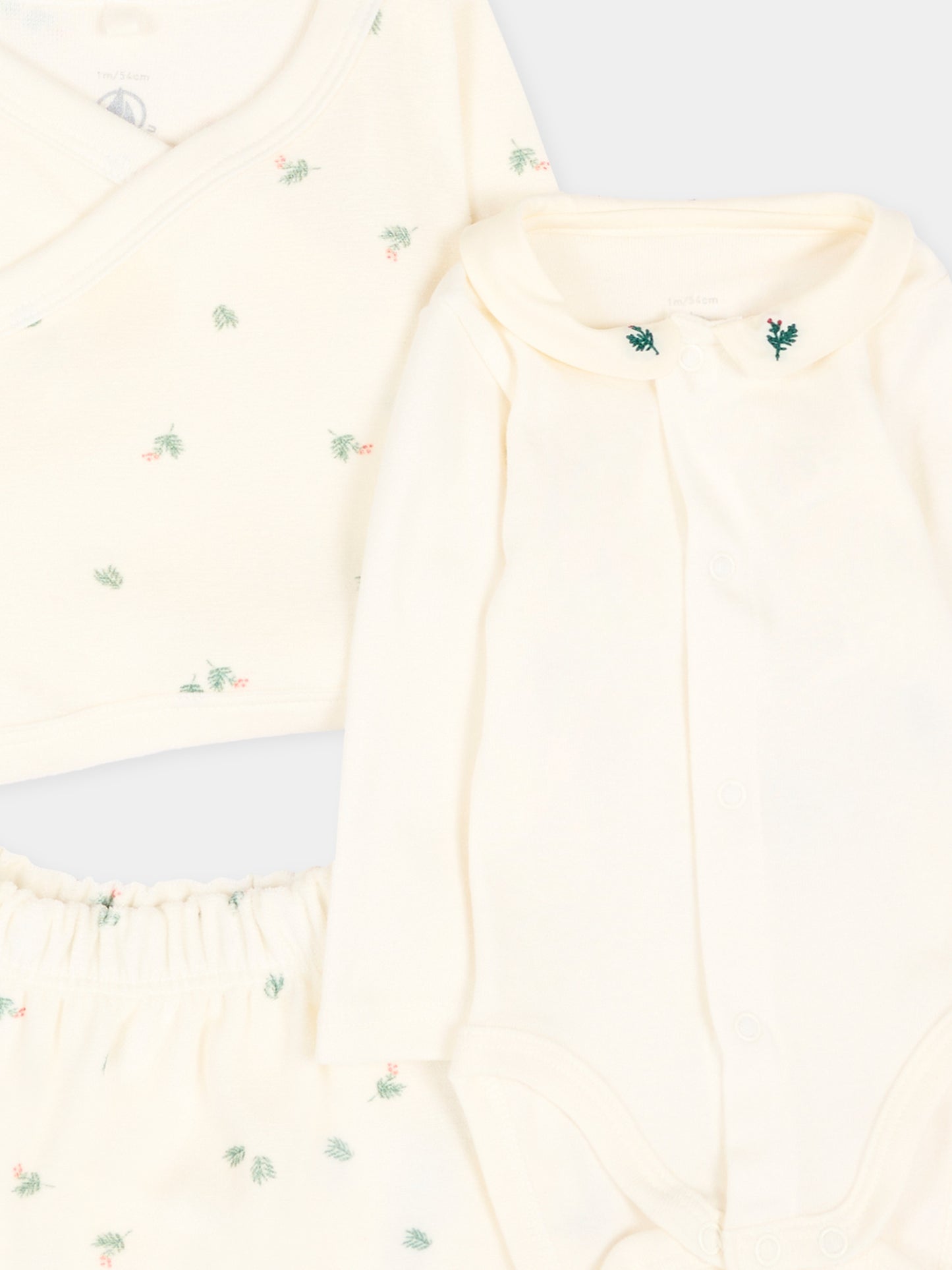 Completo nascita avorio per neonati floreale,Petit Bateau,A0GP0 01