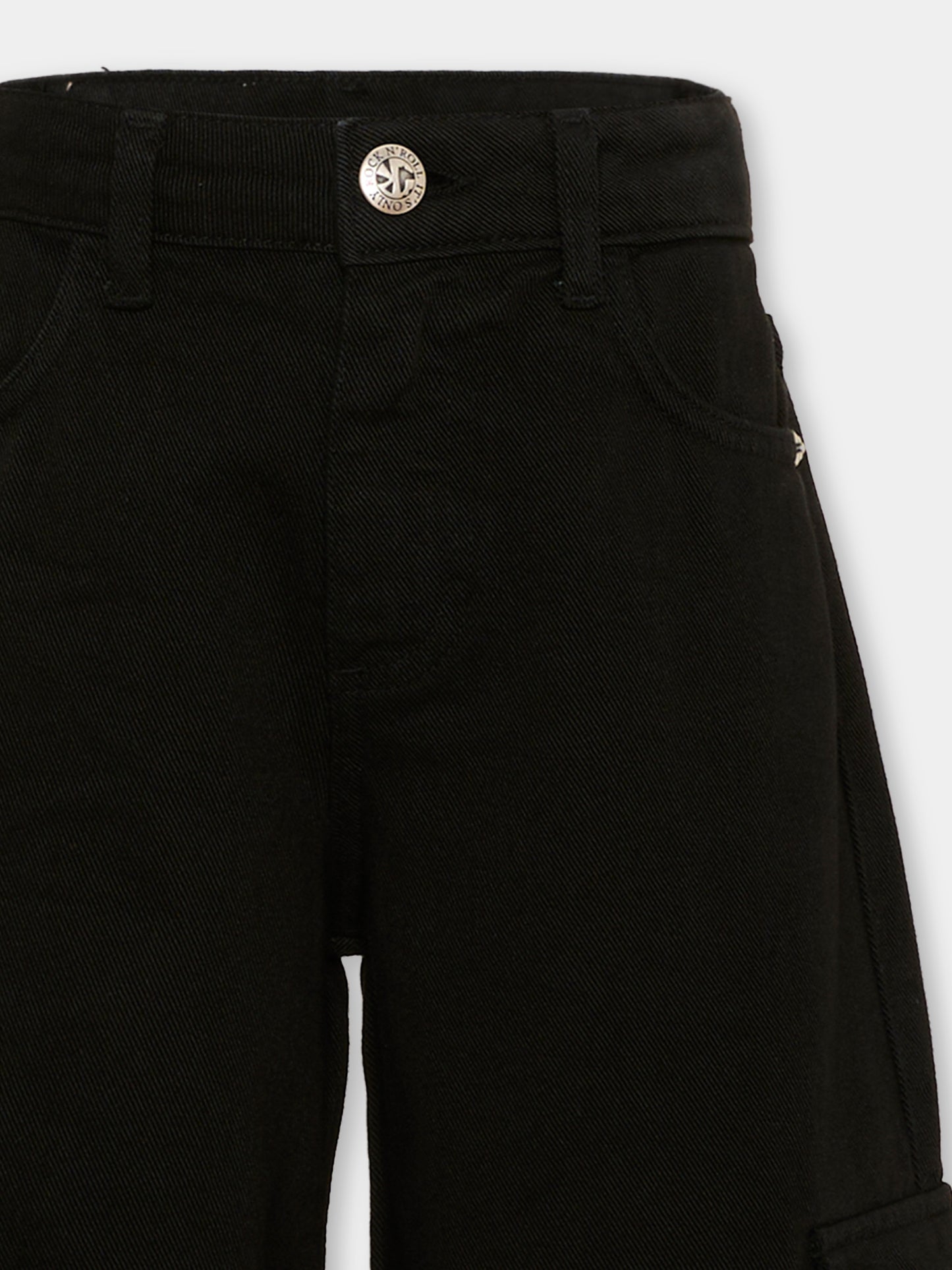 Jeans nero per bambina con patch logo,Richmond,RGA26074PA D.BLACK DENIM BLACK
