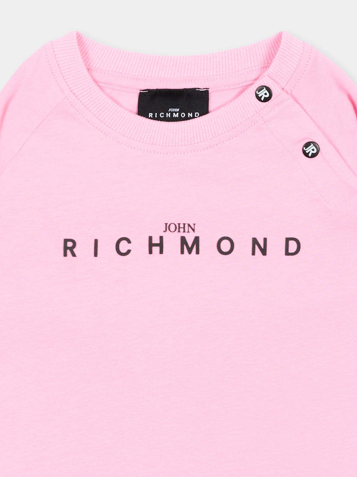 T-shirt a manica lunga rosa per neonata logo,Richmond,RIA26022TS PINK_BEG. PINK BEGONIA