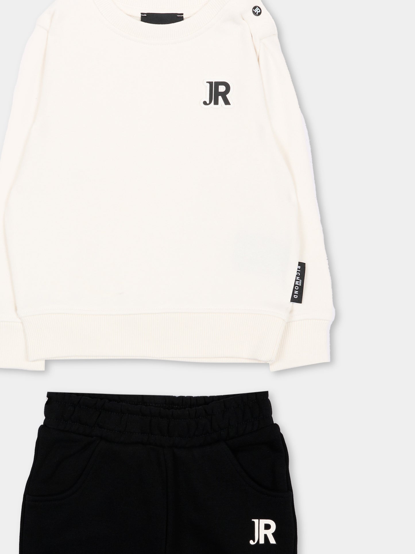 Completo sportivo avorio per neonato con logo,Richmond,RIA26011CF O-WHT/BLK OFF-WHITE