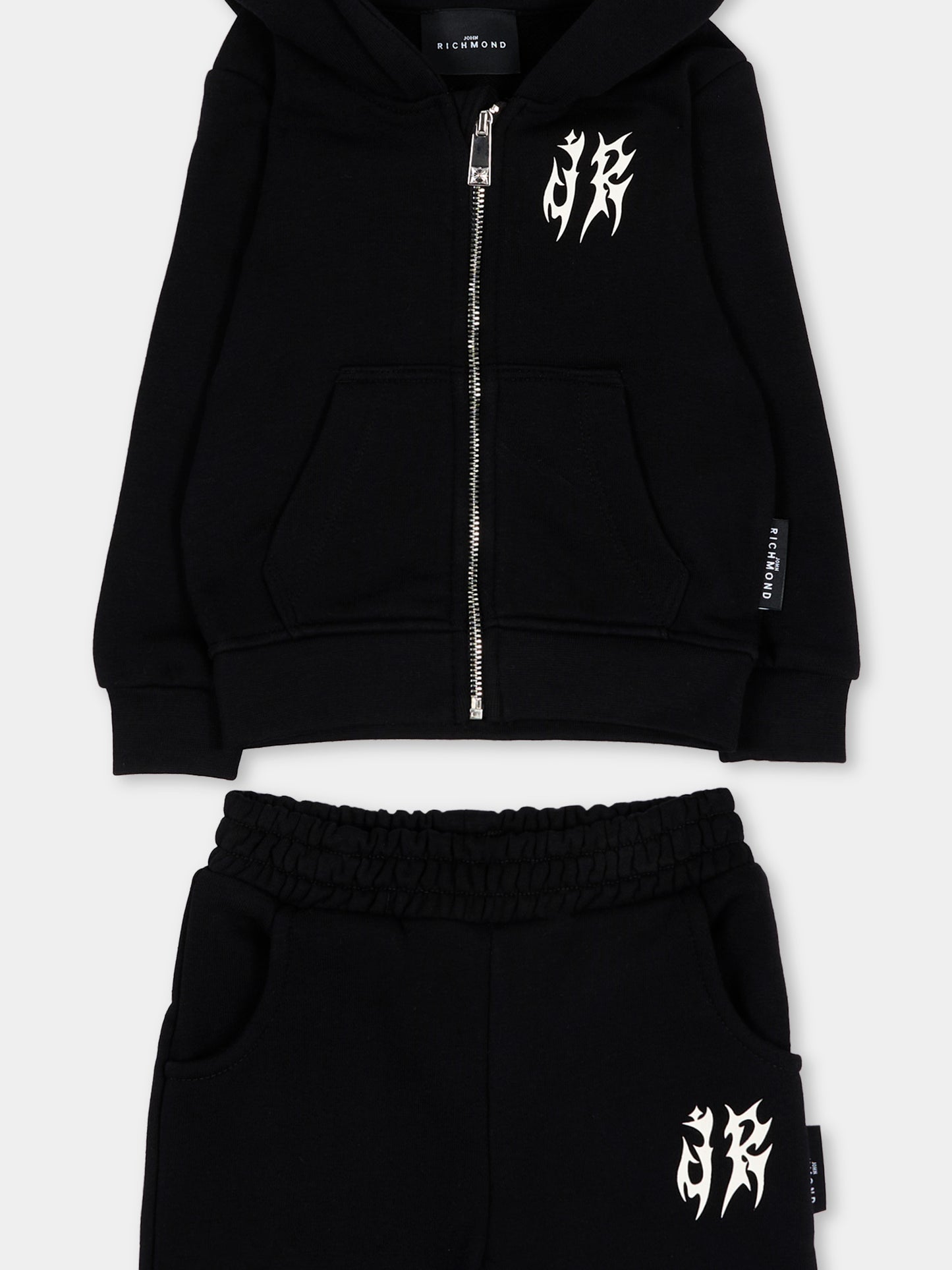 Completo sportivo nero per neonato con logo,Richmond,RIA26035CF BLACK/BLK BLACK