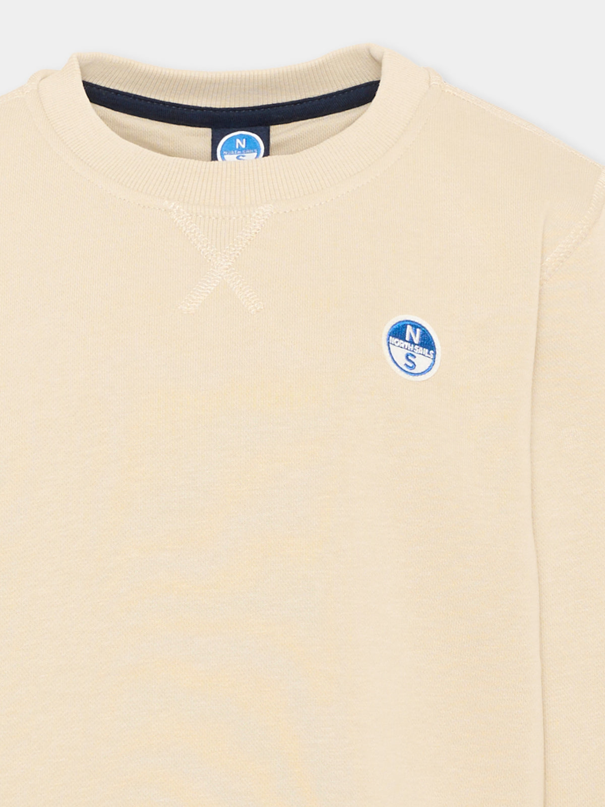 Felpa girocollo beige per bambino con logo,North Sails,NBA26079FE WINTER ROPE
