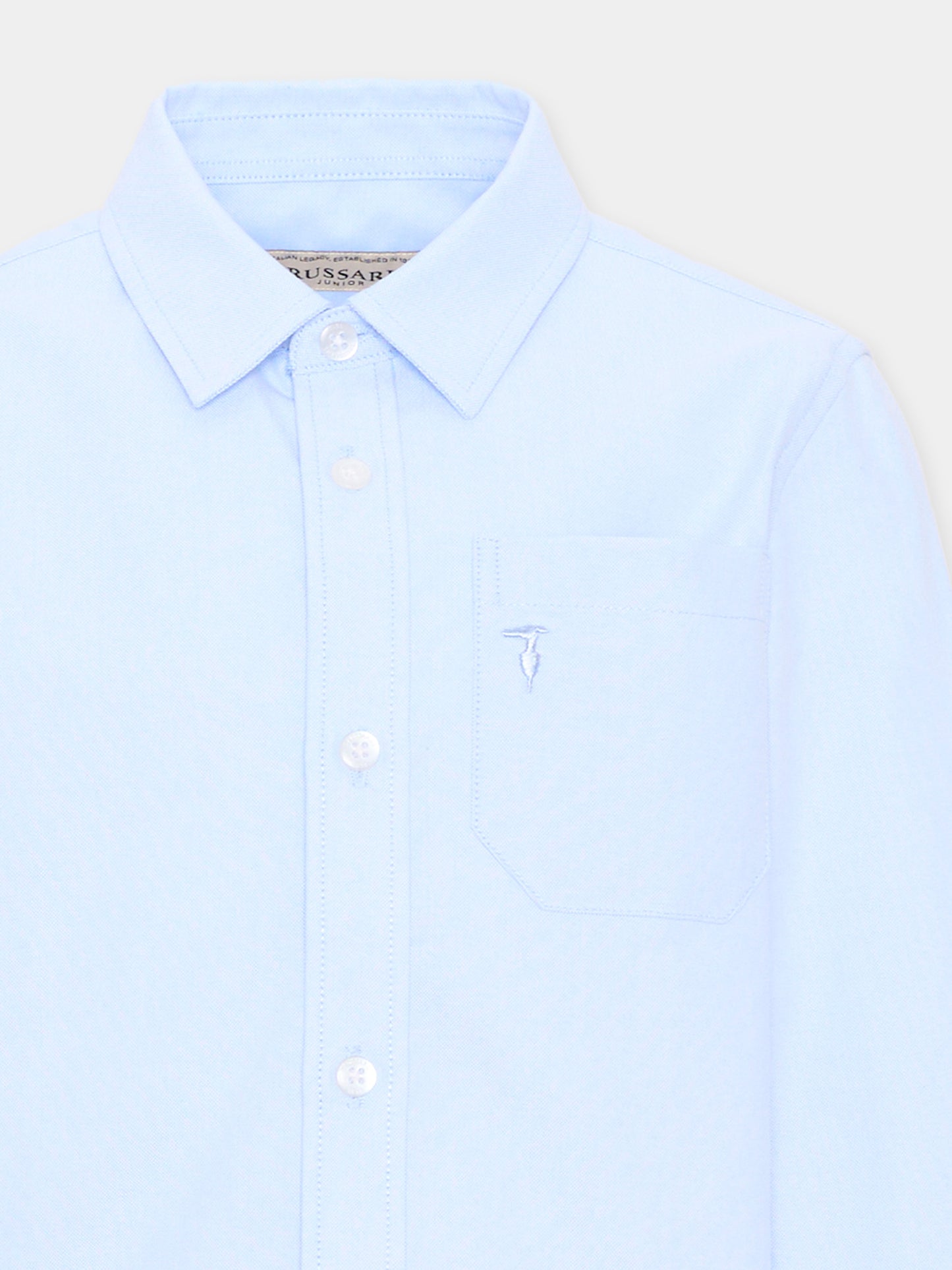 Camicia azzurra per bambino con logo,Trussardi Junior,TBA26029CA SKY SKY