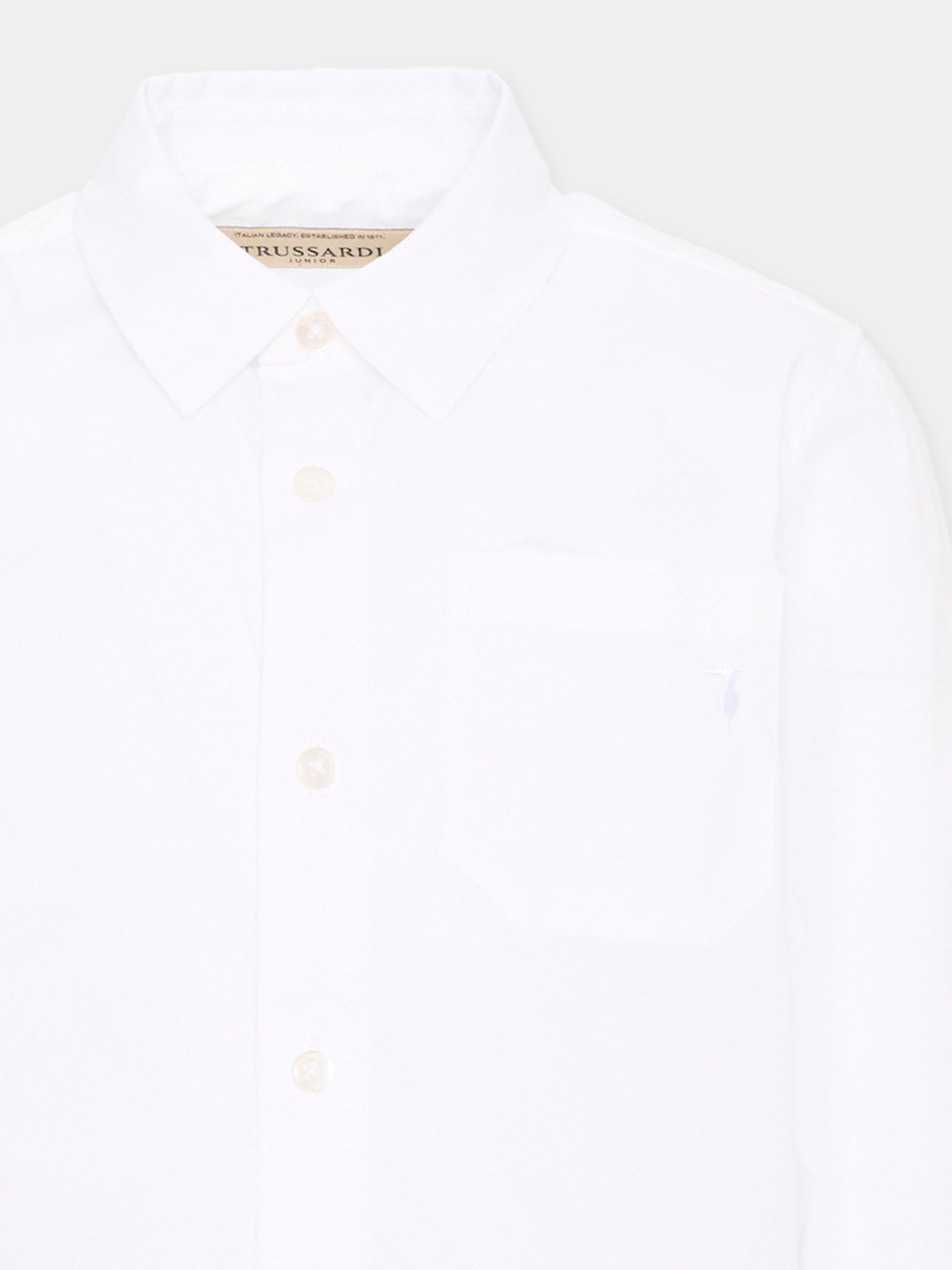 Camicia bianca per bambino con logo,Trussardi Junior,TBA26031CA WHITE WHITE