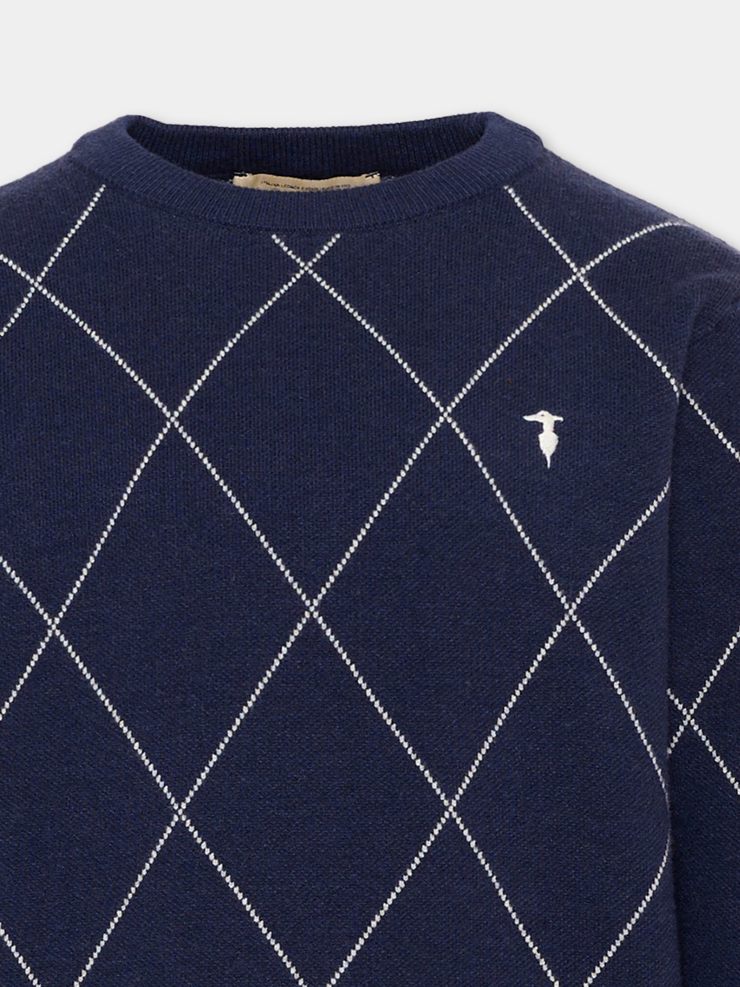 Maglione blu per bambino con logo,Trussardi Junior,TBA26030MA BLUE_NAVAL BLUE NAVAL