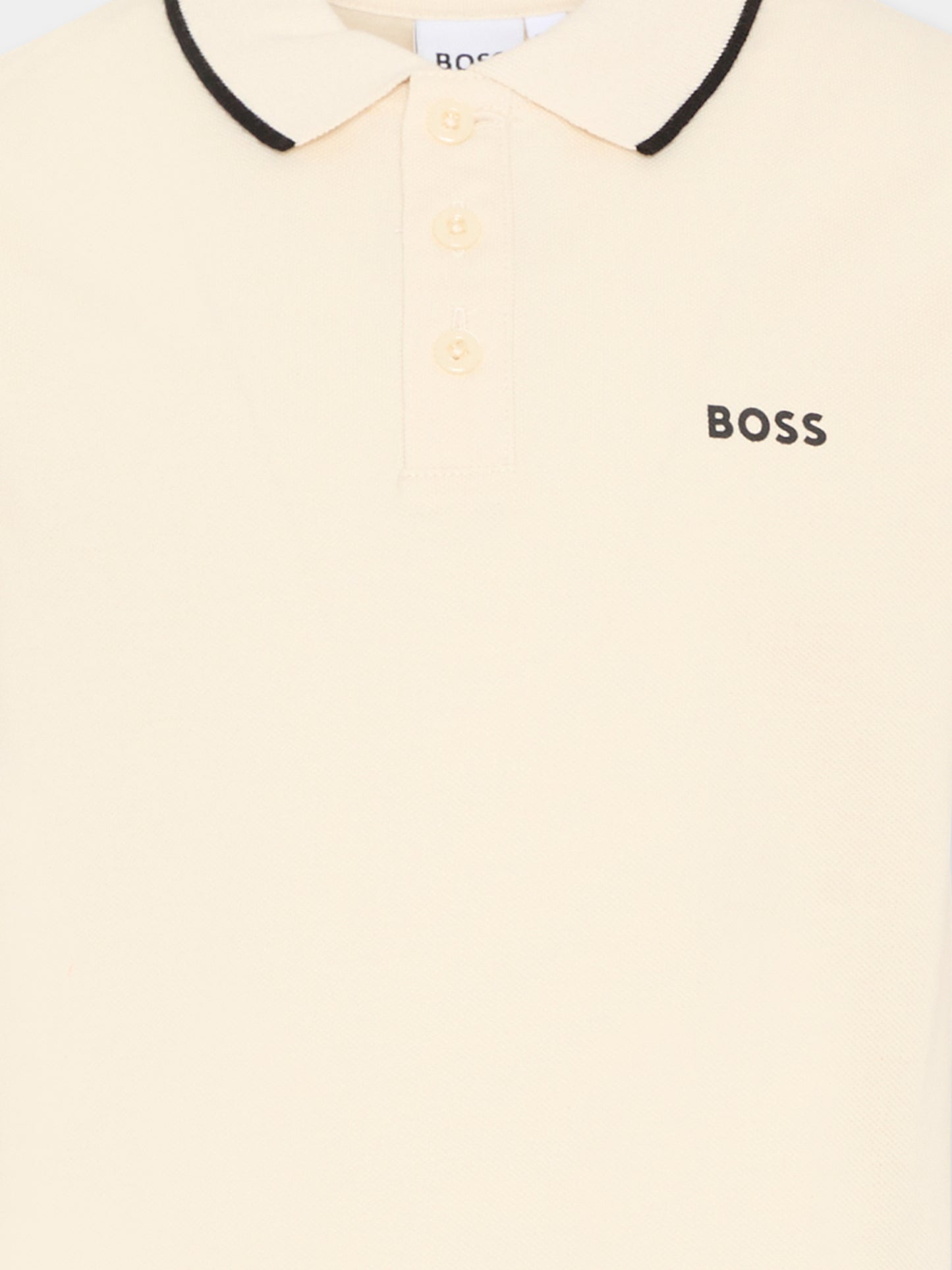 Polo beige per bambino con profili scuri,Boss,J52011 21C