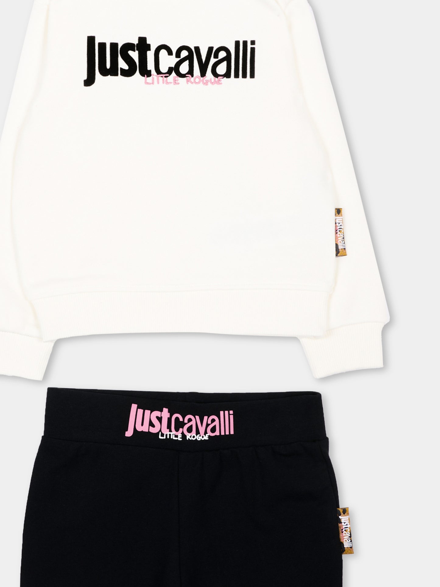 Completo sportivo bianco per neonata con logo,Just Cavalli Kids,JIA26021CF MARSHM/BLK MARSHMALLOW