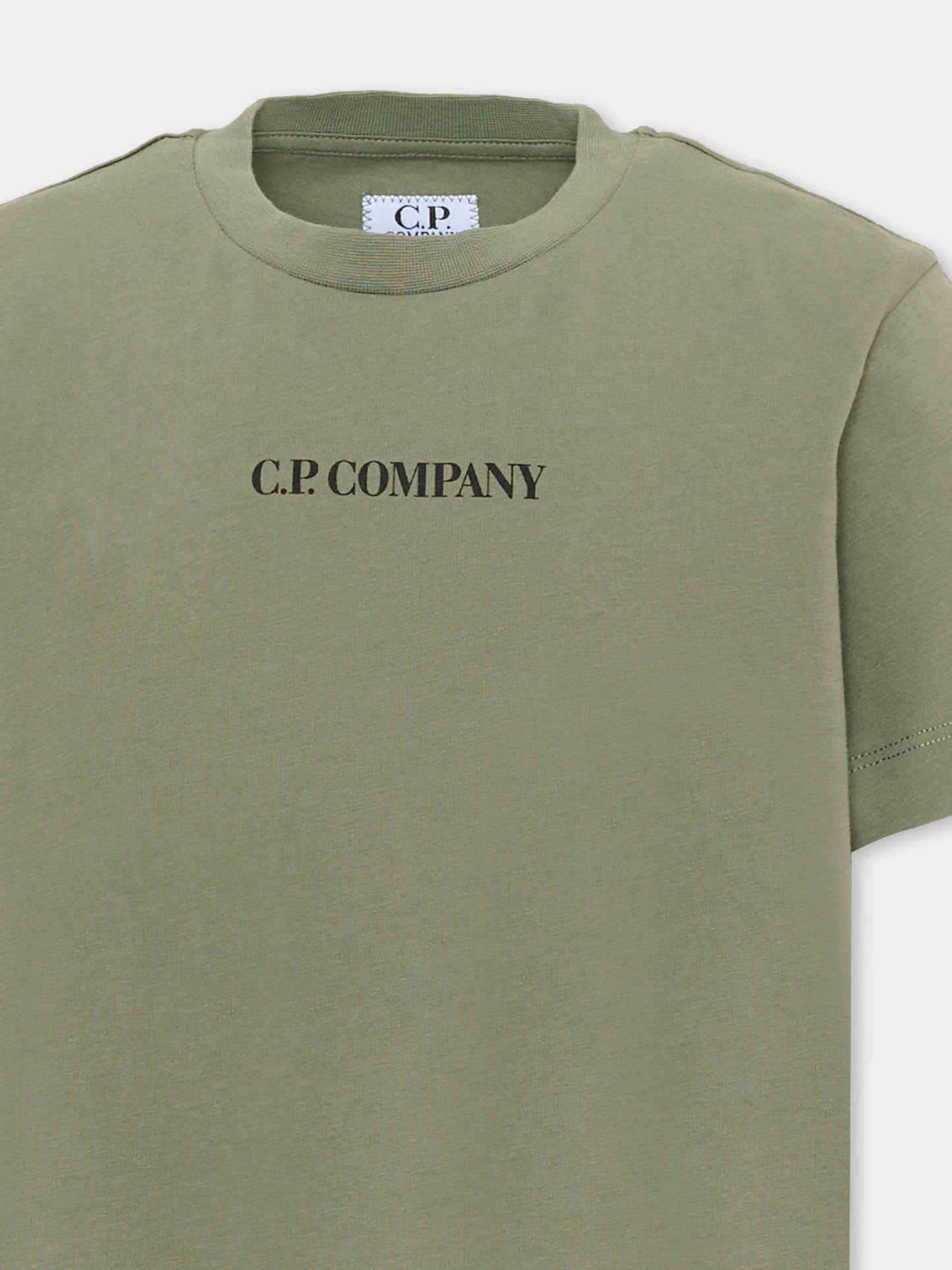 T-Shirt verde per bambino con logo,C. P. Company,CMM00U LAA17 30745
