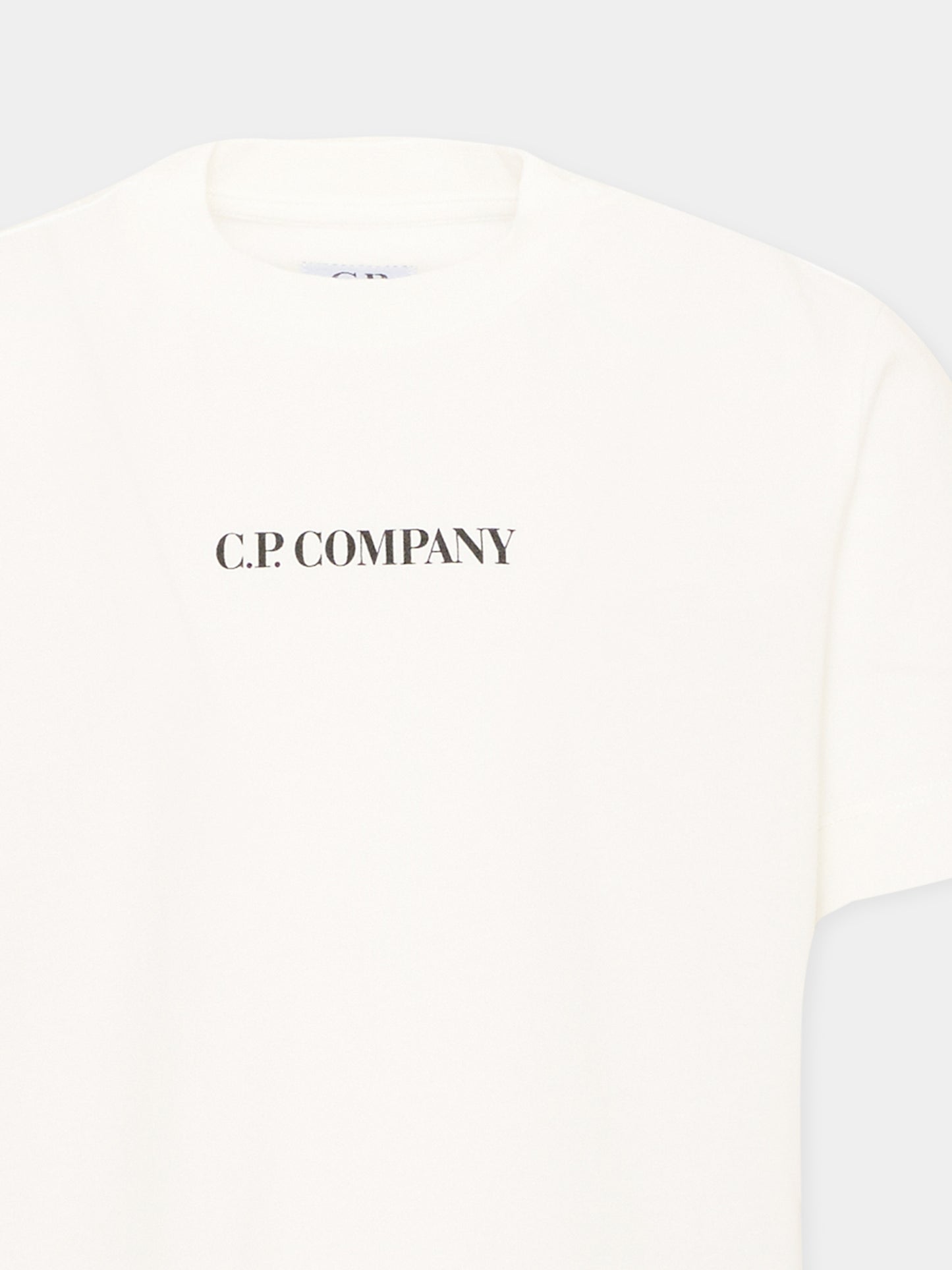 T-Shirt bianca per bambino con logo,C. P. Company,CMM00U LAA17 10135