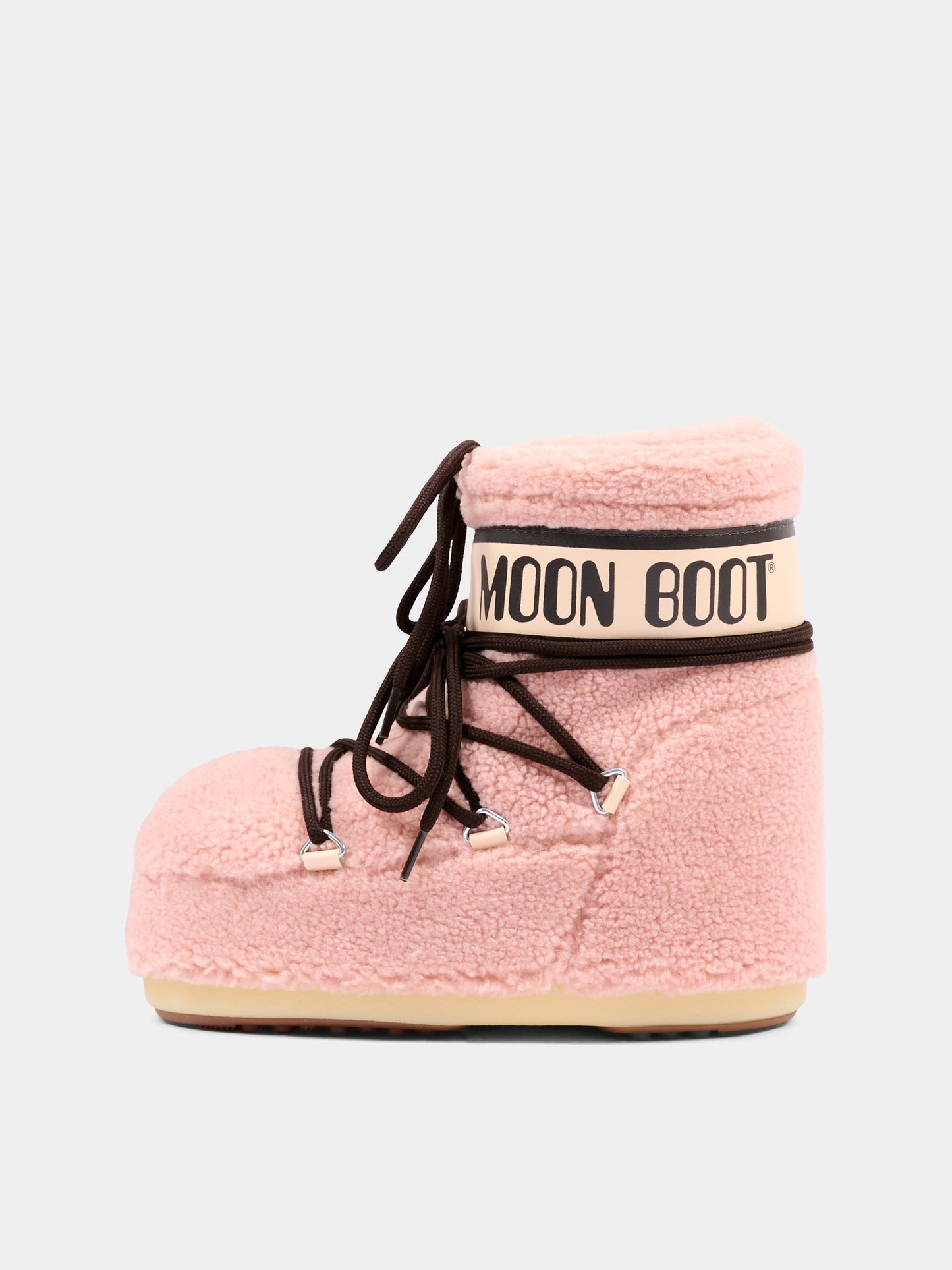 Stivali neve rosa per bambina con logo,Moon Boot,80D1409700 J001