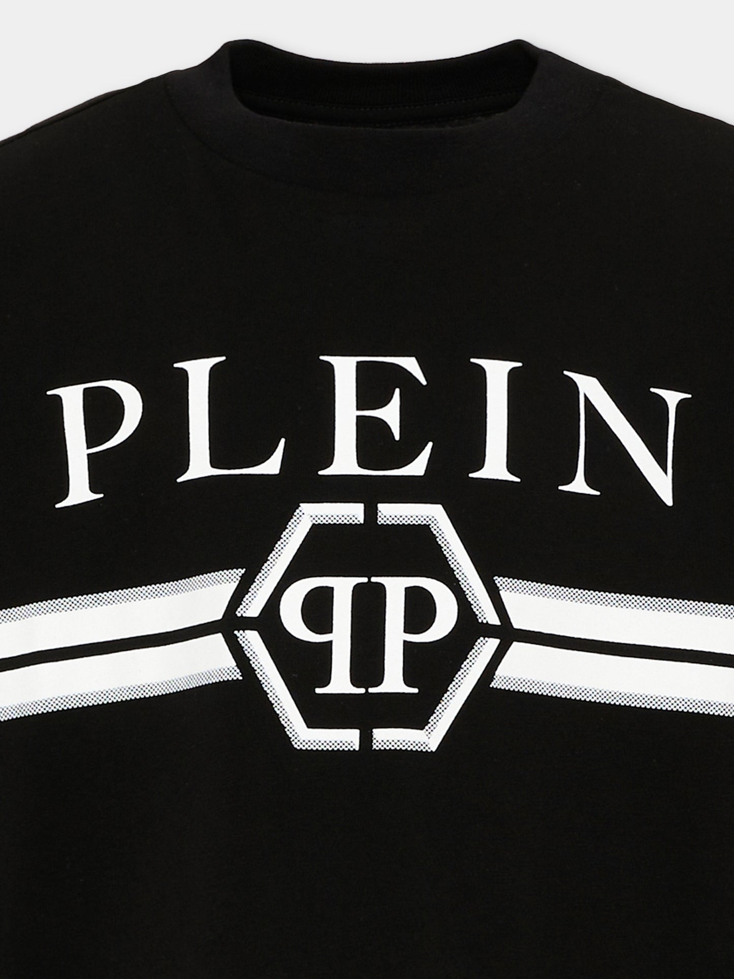 T-Shirt nera per bambino con logo,Philipp Plein Junior,F6PHJBTH094 110