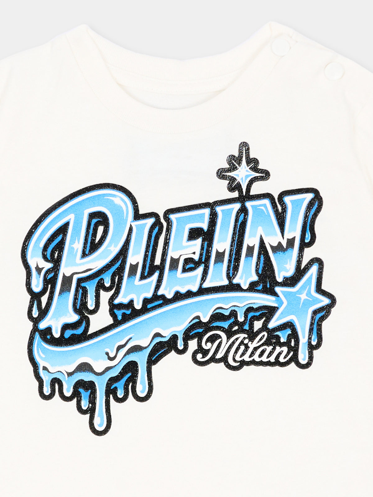 T-shirt a manica corta avorio per neonato,Philipp Plein Junior,F6PHNBTH177 002