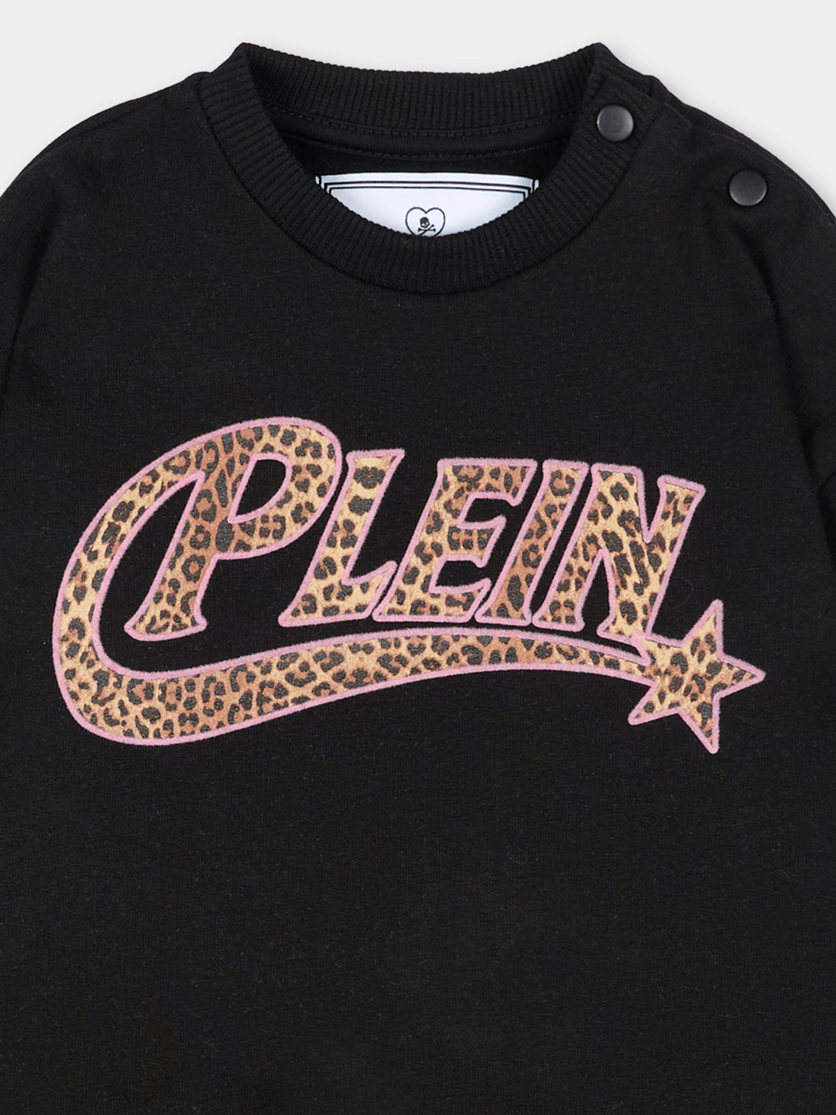 Completo sportivo lungo nero per neonata animalier,Philipp Plein Junior,F6PHNGML184 110