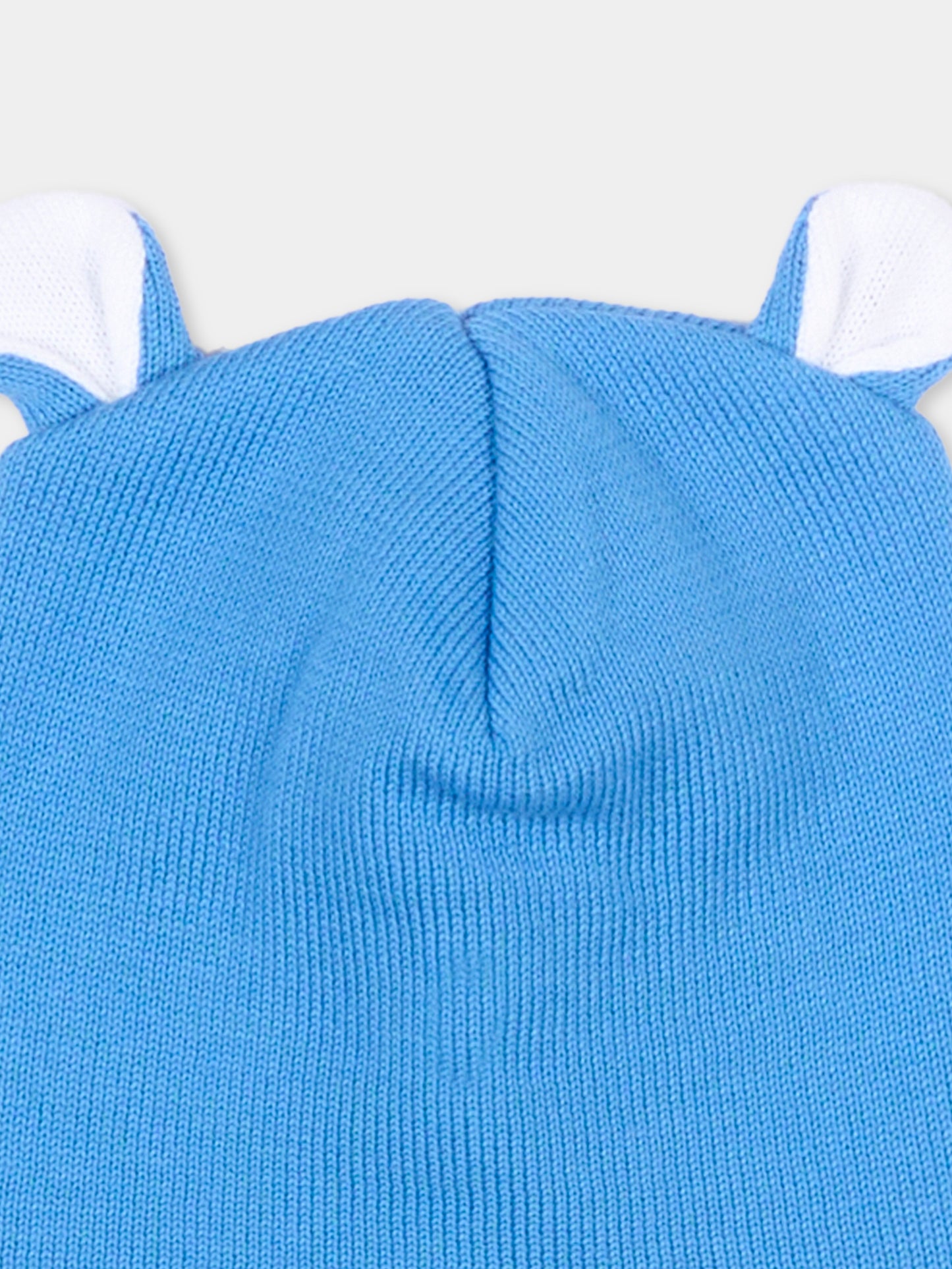 Cappello azzurro per neonato con orecchie,Little Bear,3139 AZZURRO/BCO