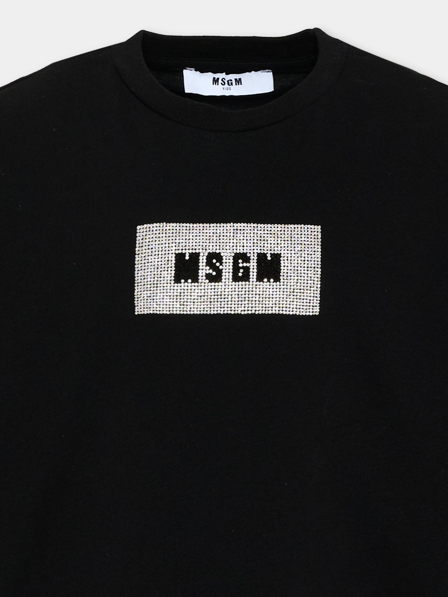 T-shirt nera per bambina con logo,Msgm Kids,F6MSJGTH209 110