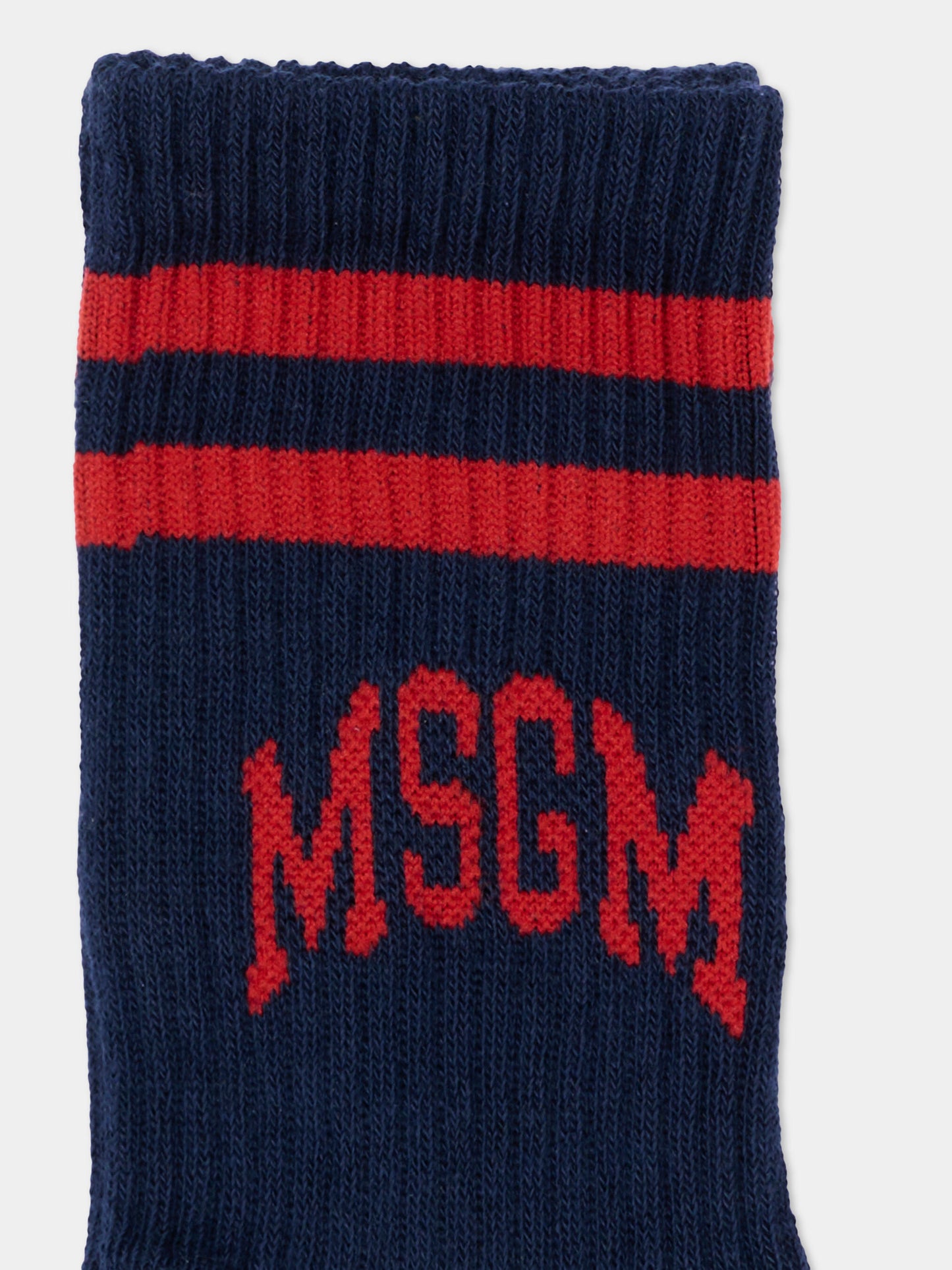 Calza spugna blu per bambini con logo,Msgm Kids,F6MSJUSO297 MS032