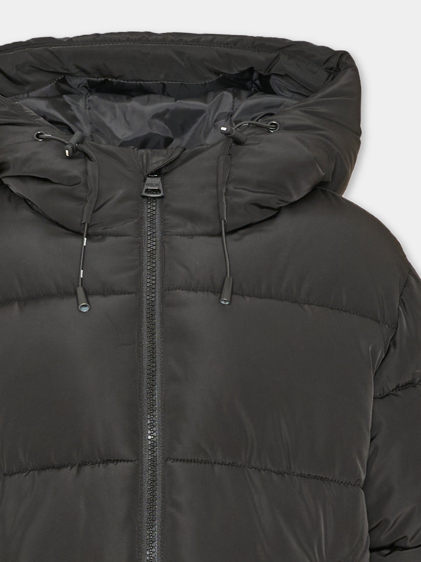 Piumino nero per bambini con cappuccio,Msgm Kids,F6MSJUPF003 110