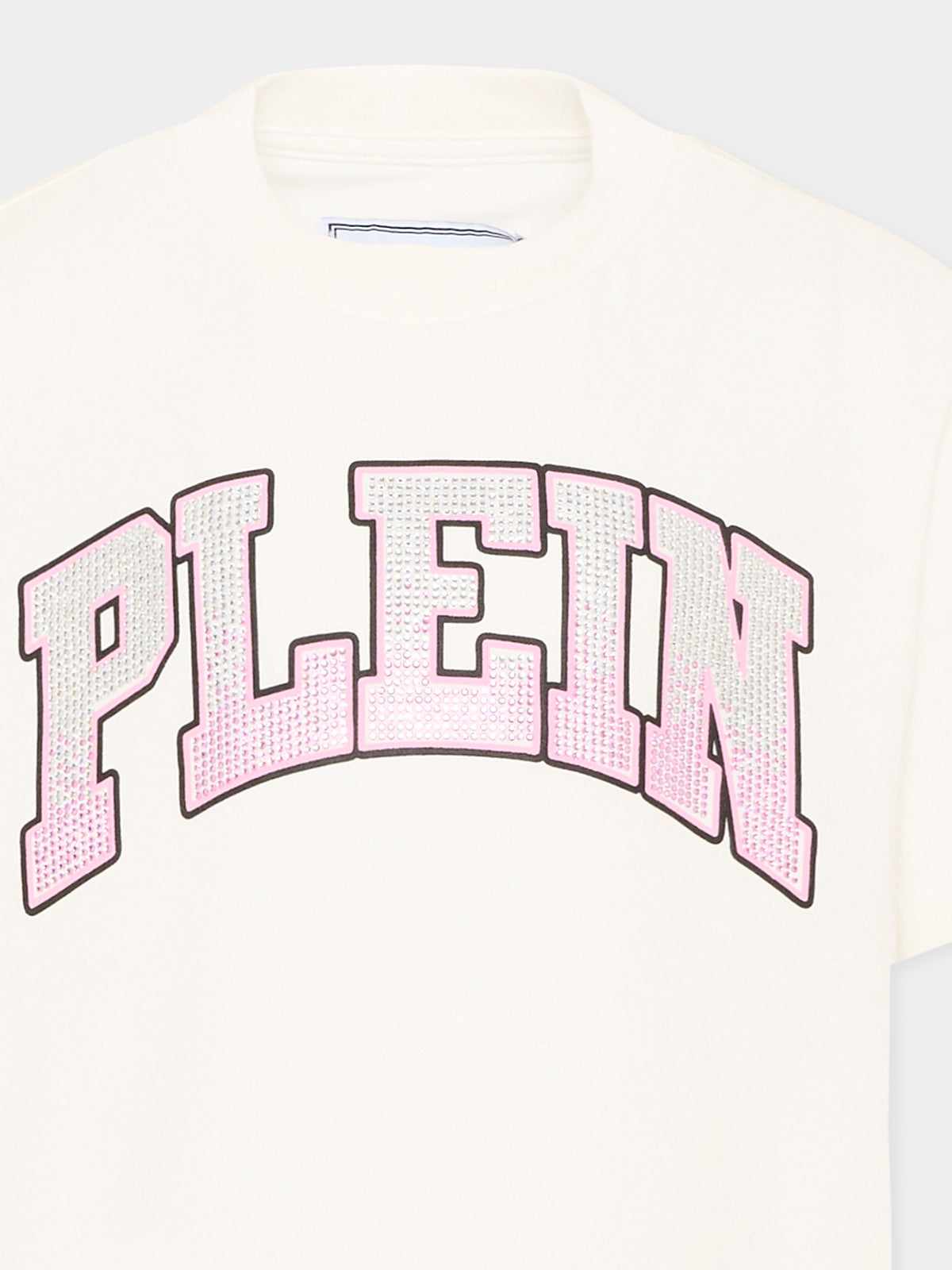 T-shirt avorio per bambina con logo,Philipp Plein Junior,F6PHJGTH042 002