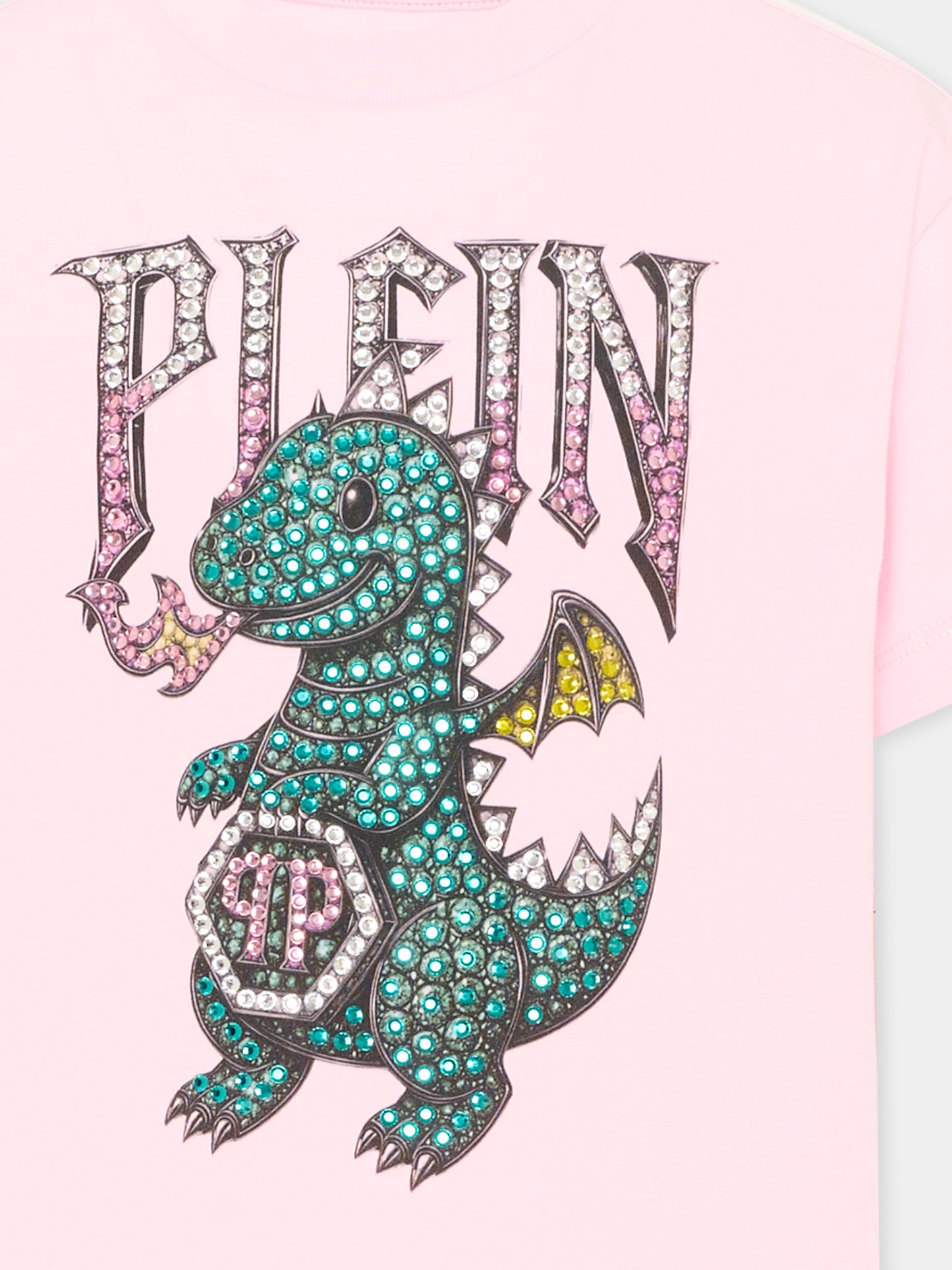 T-Shirt rosa per bambina con logo,Philipp Plein Junior,F6PHJGTH057 042