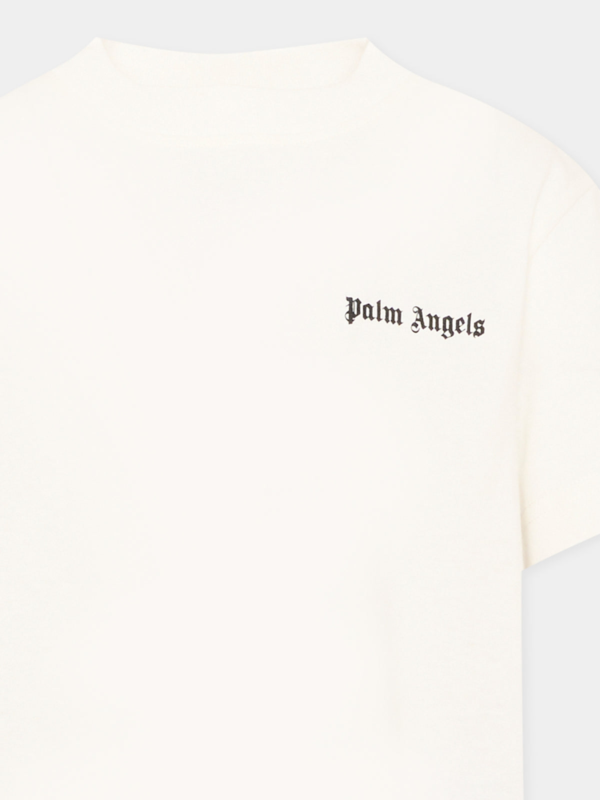 T-Shirt avorio per bambini con logo,Palm Angels,F6PAJBTH026 412