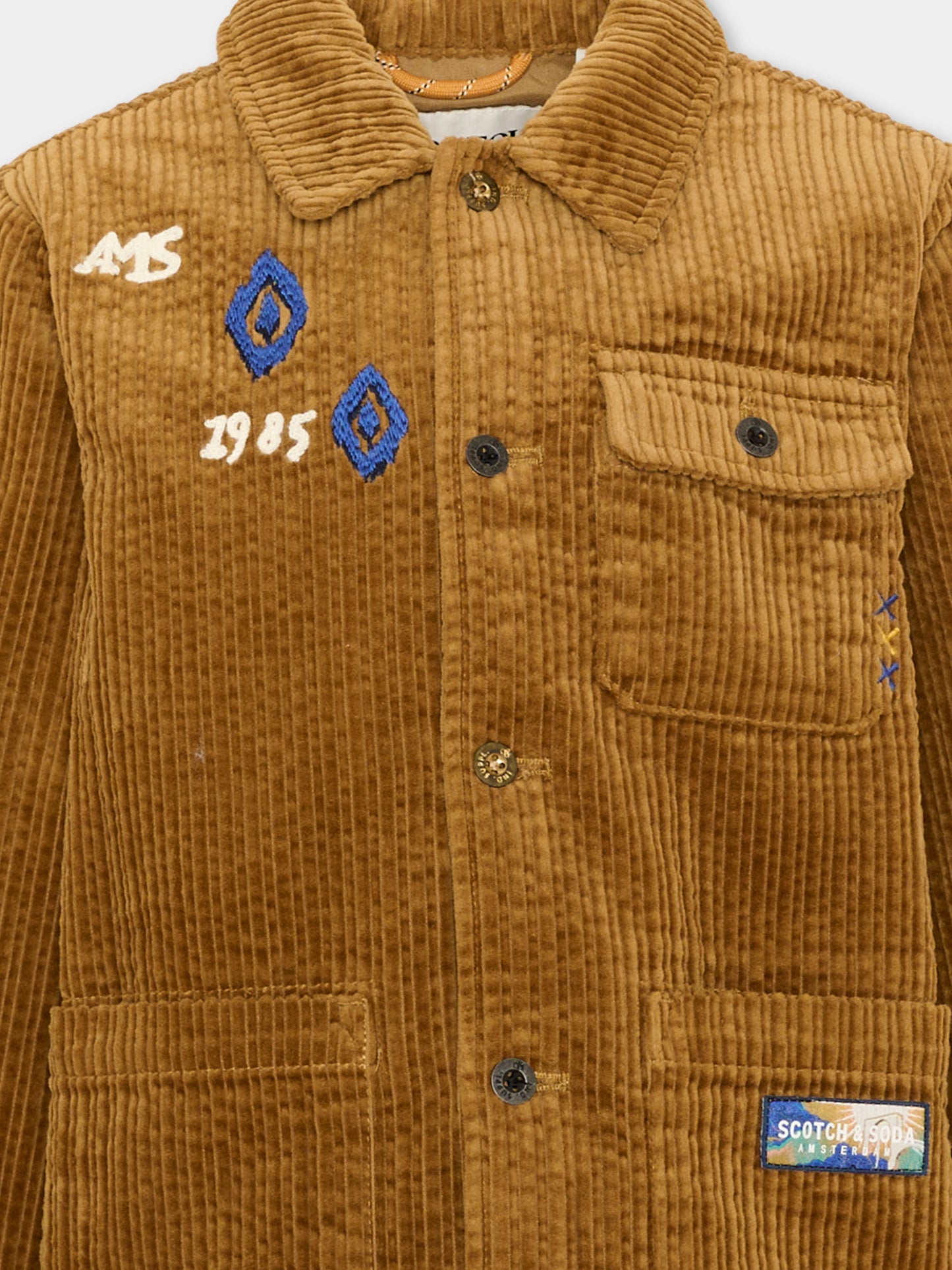 Giacca marrone in corduroy ricamata per bambino,Scotch&soda,183295 230