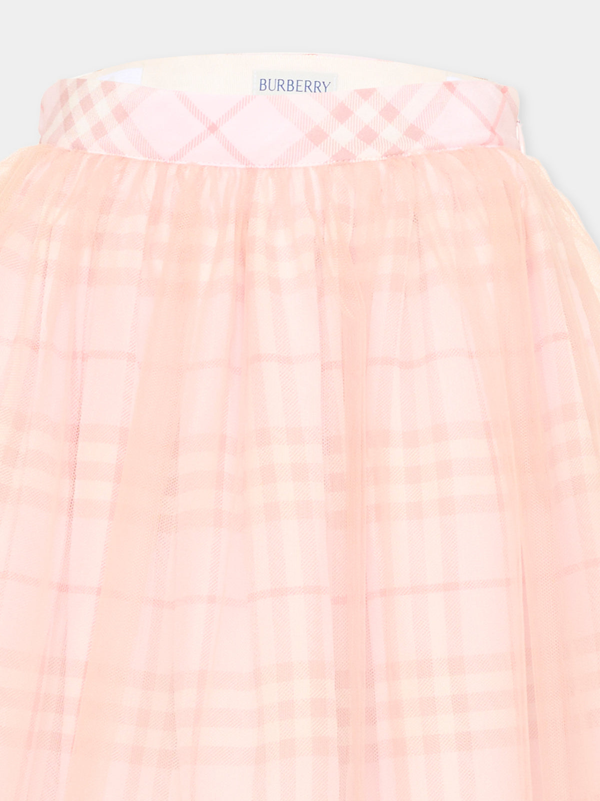 Jupe rose pour fille avec motif à carreaux