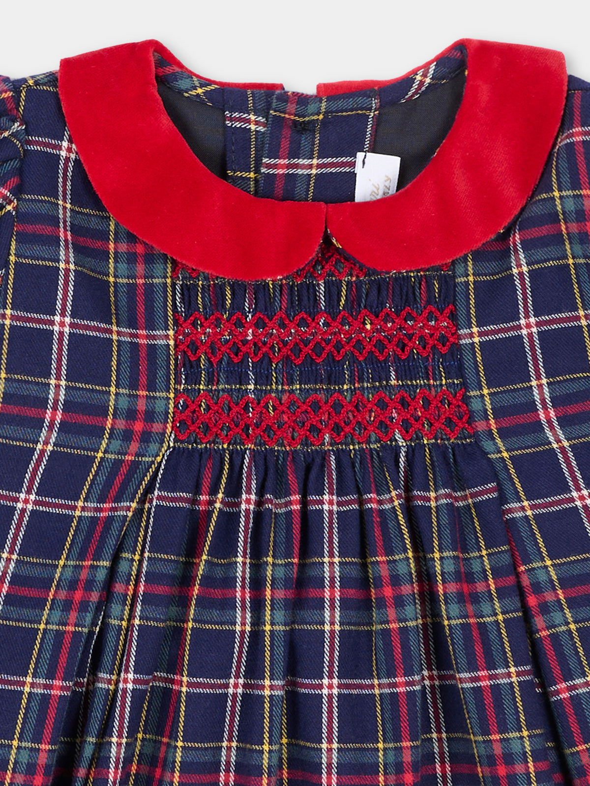 Abito elegante blu tartan per neonata,Mariella Ferrari,ABG7MC 027