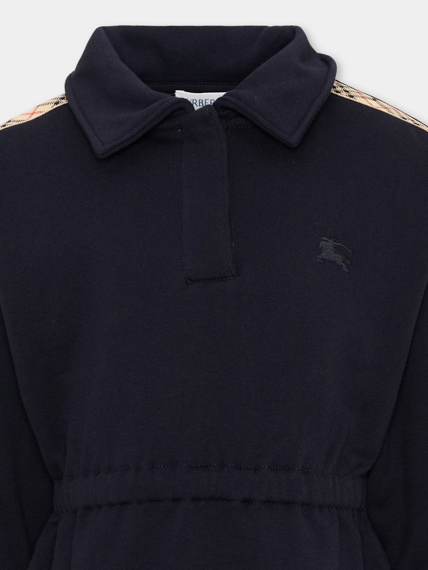 Vestito a manica lunga blu check per bambina,Burberry Kids,8135329 A2190