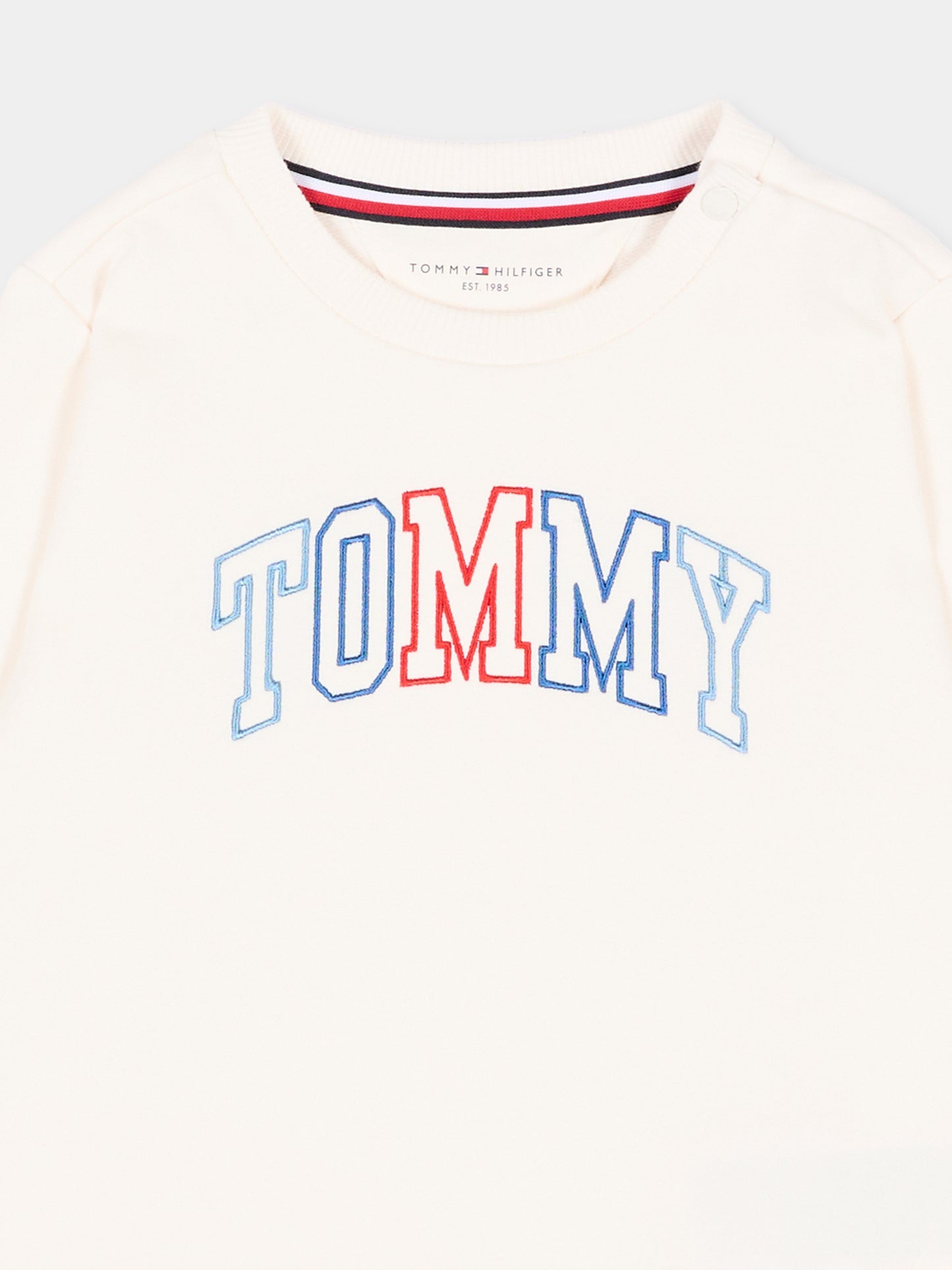 Felpa avorio per neonata con logo,Tommy Hilfiger Junior,KN0KN02394 YBH