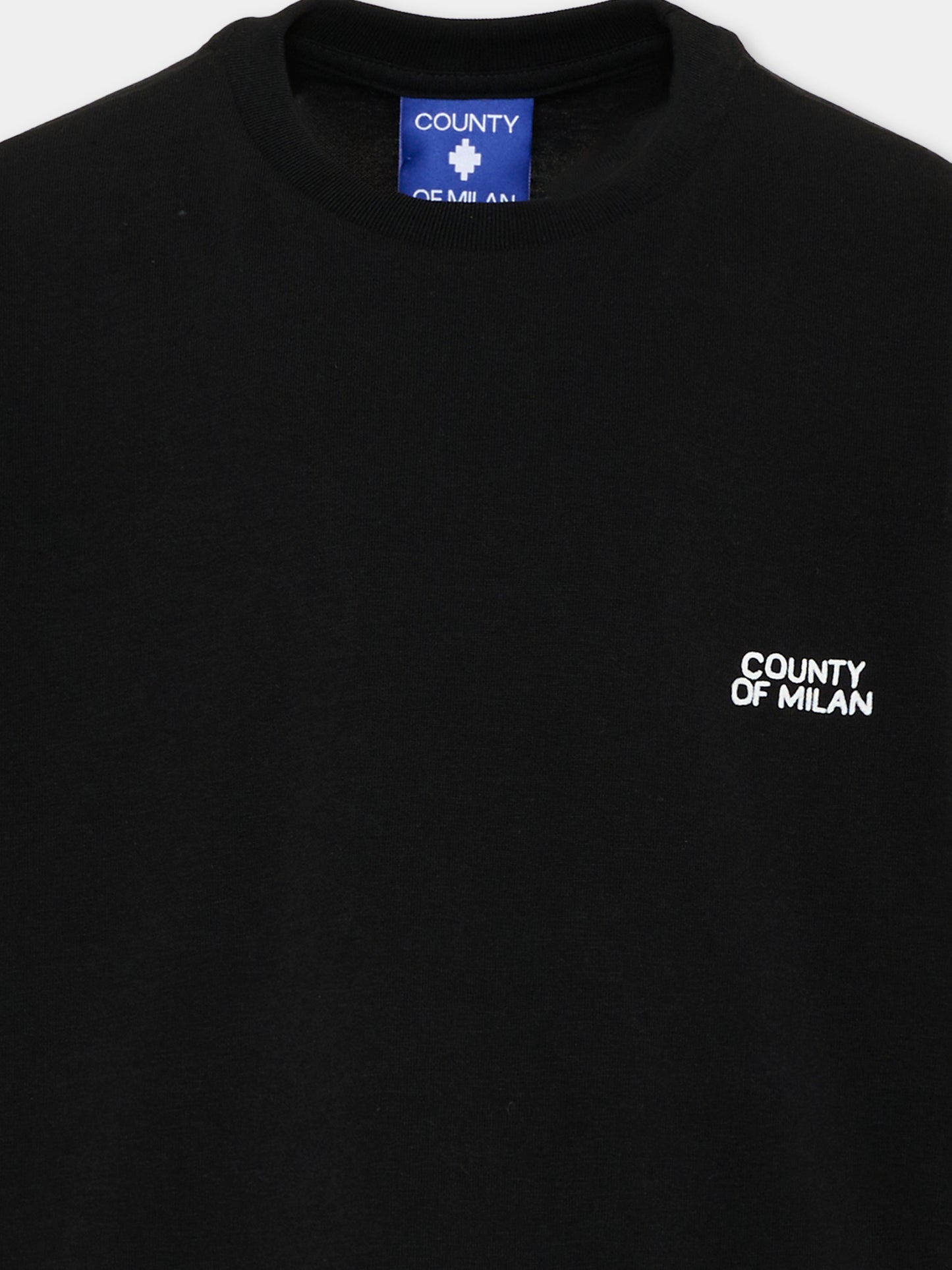 T-shirt nera per bambina con logo,County Of Milan Kids,F5CMJGTH096 110
