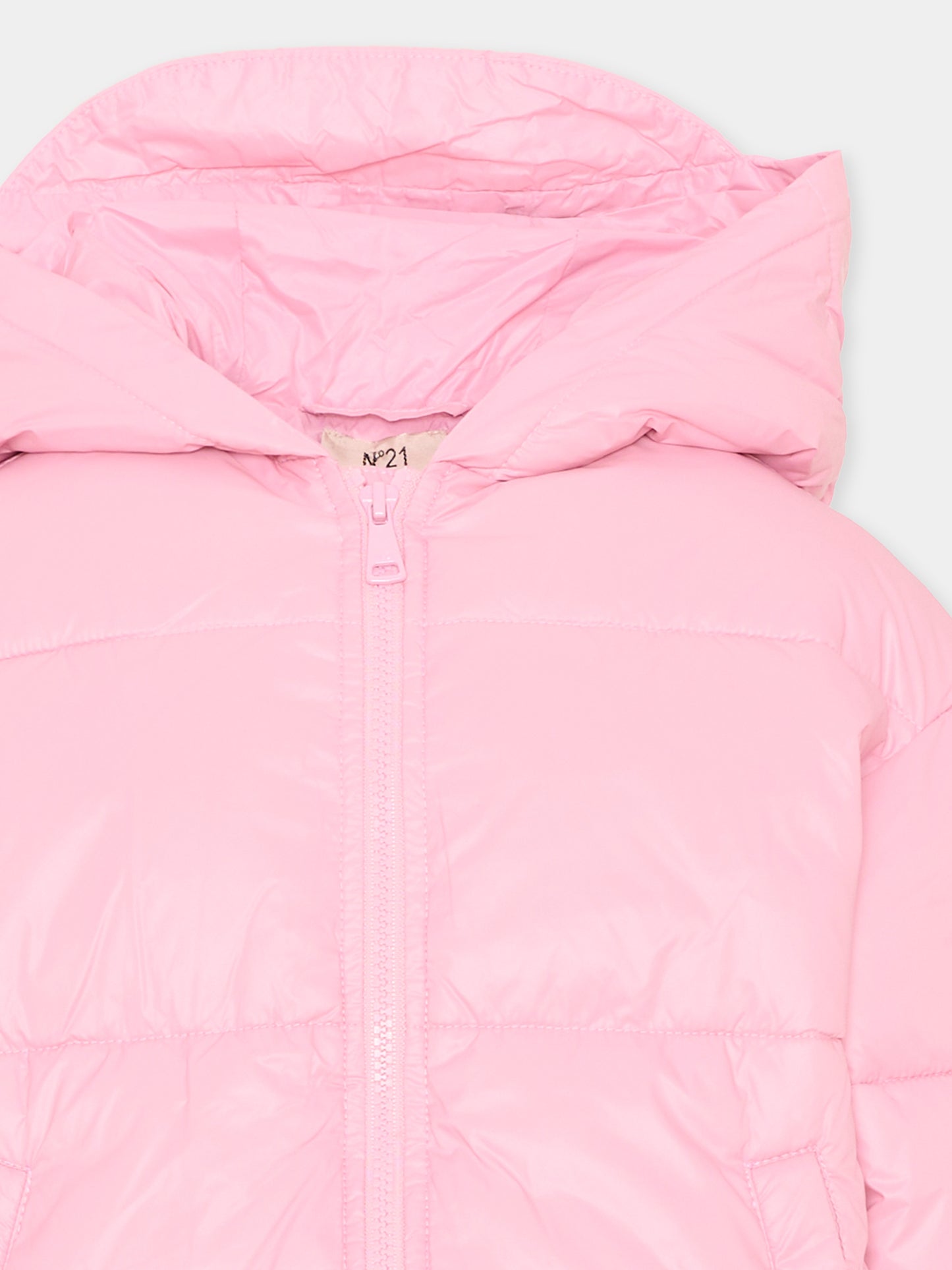 Piumino rosa per bambina con logo,N°21 Kids,N2104X N0002 0N319
