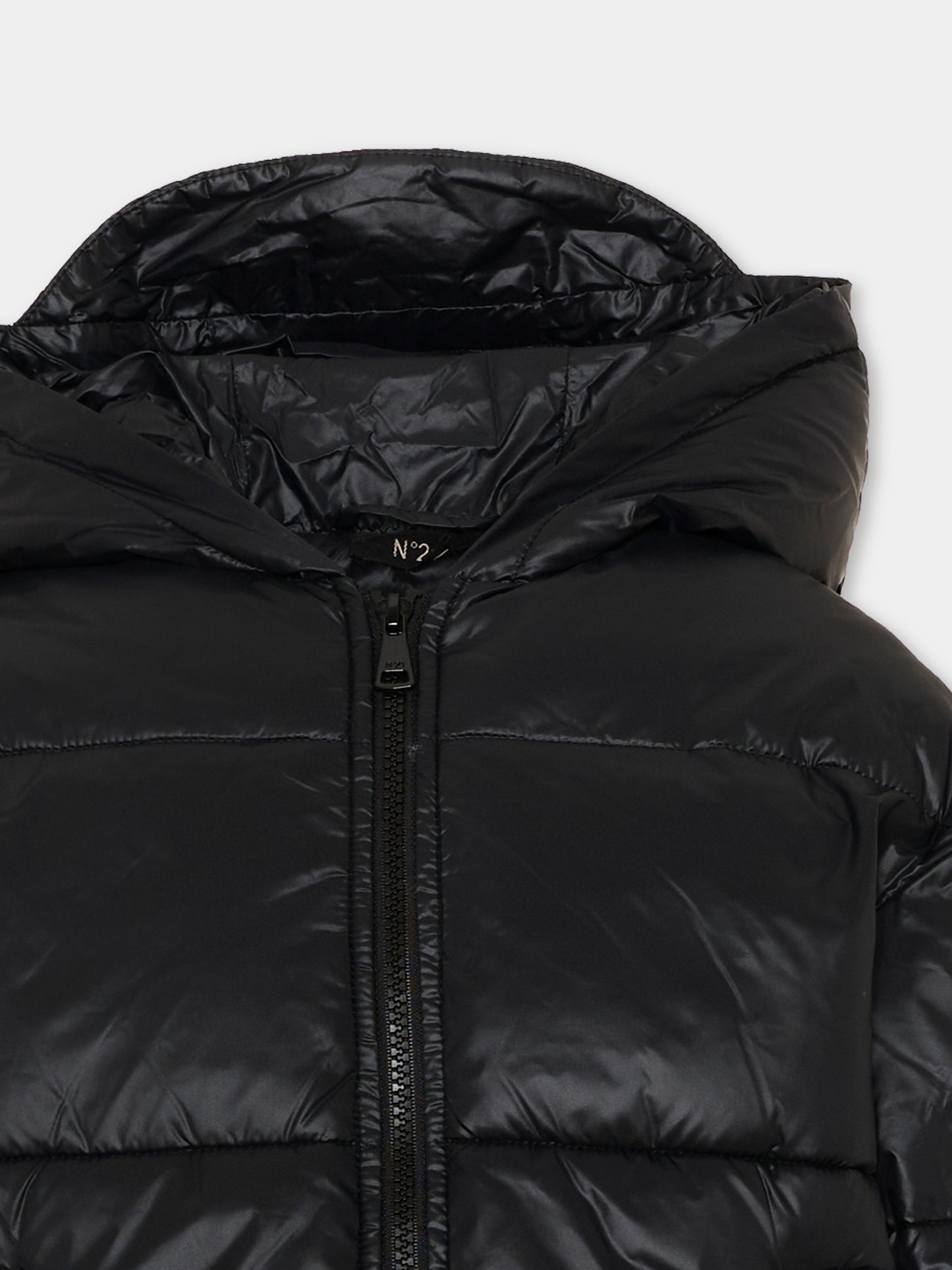 Piumino nero per bambini con logo,N°21 Kids,N2104X N0002 0N900