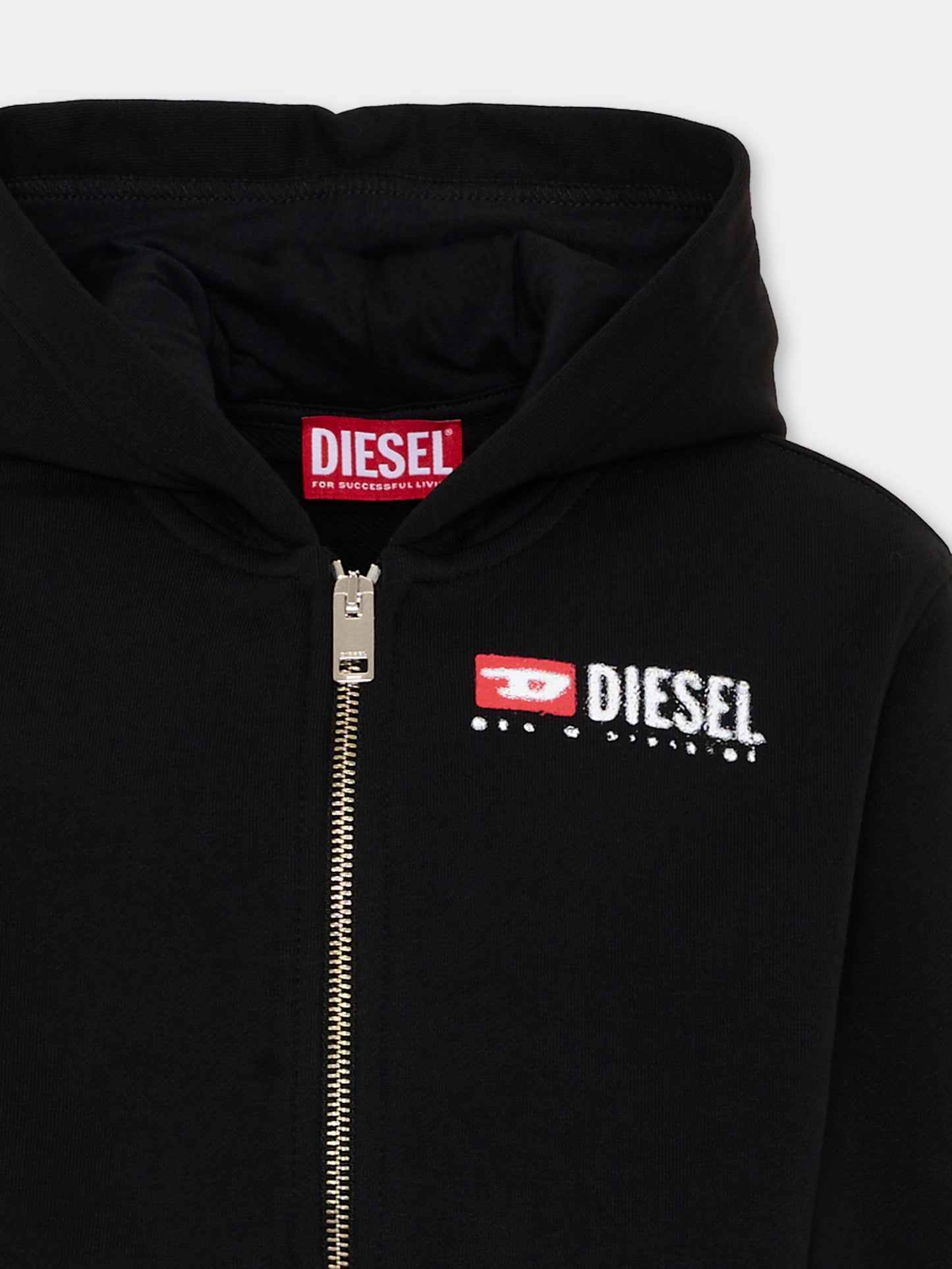 Felpa nera per bambino con logo,Diesel,J02484 KYAZ3 K900