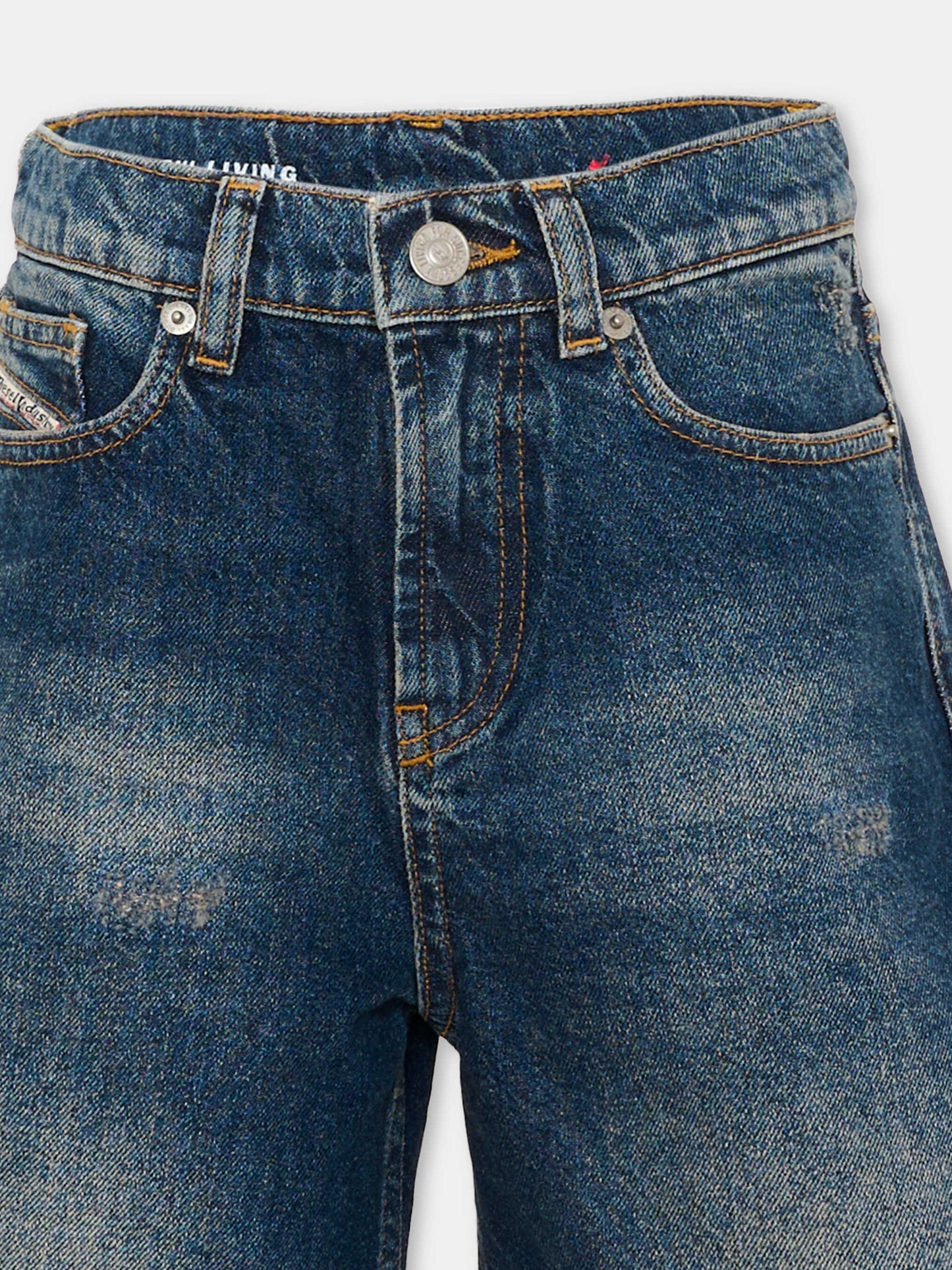 Shorts denim per bambina con patch logo,Diesel,J02345 KXBQC K01