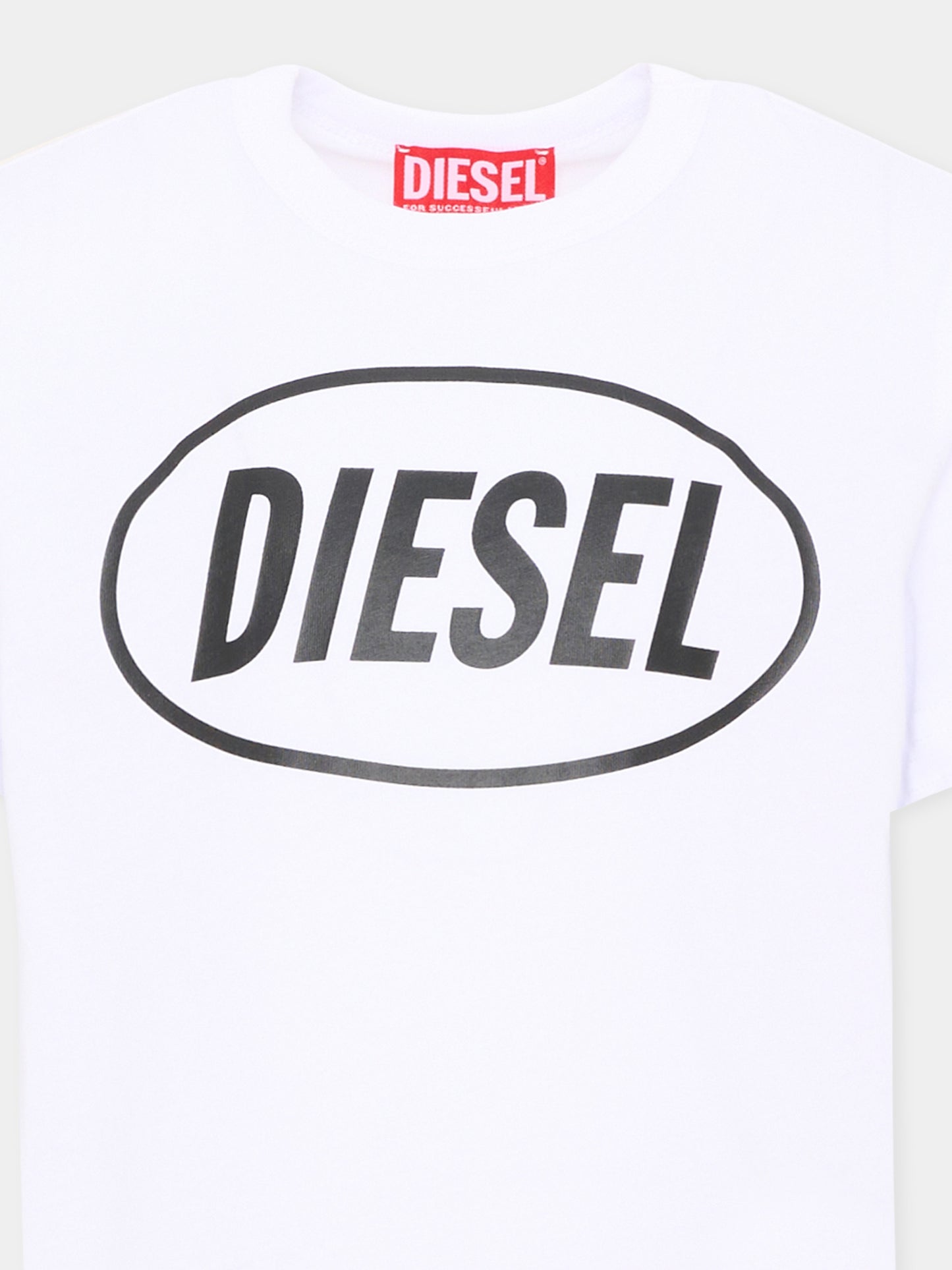 T-Shirt bianca per bambino con logo,Diesel,J02464 KYAR1 K100