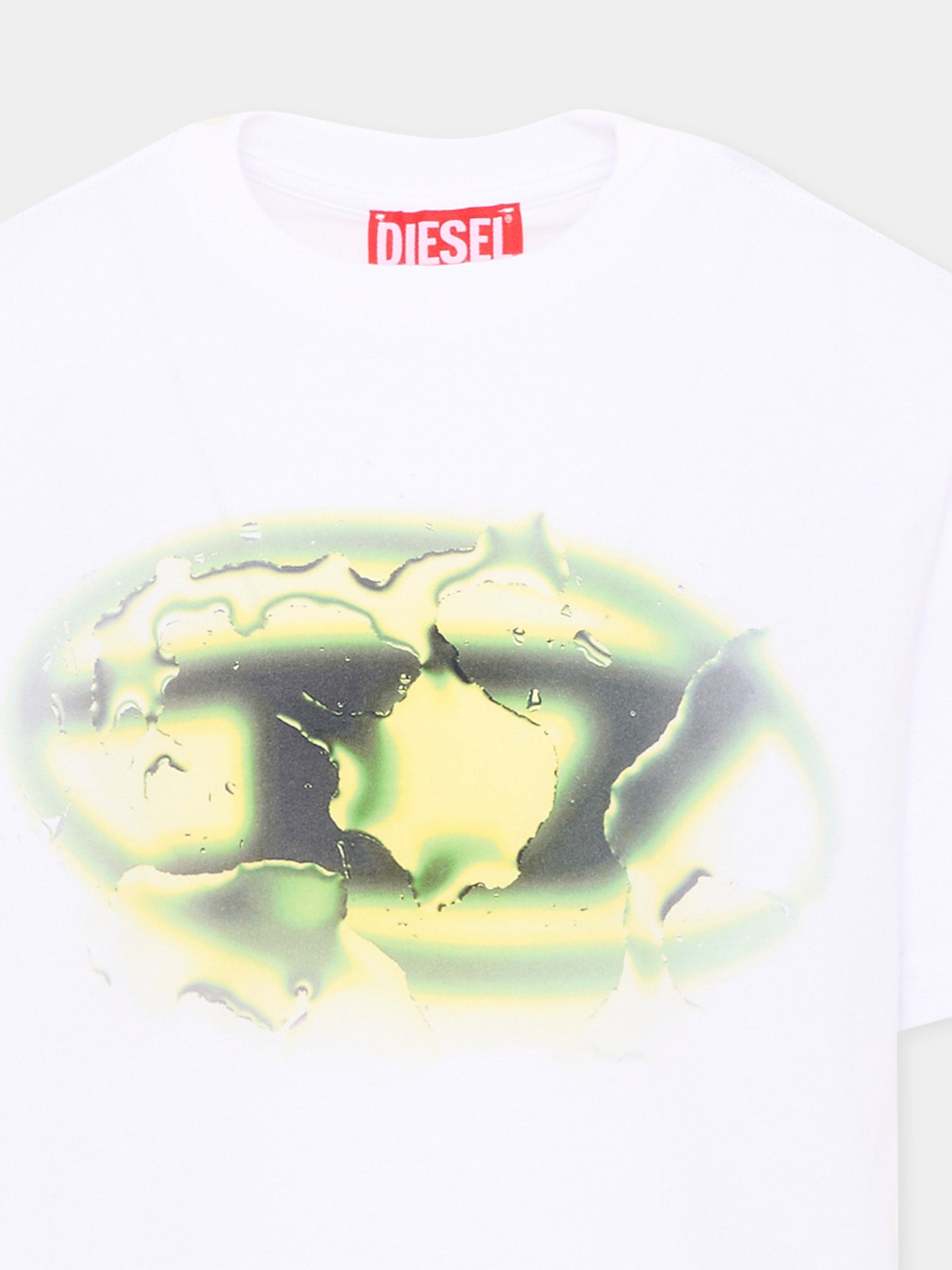 T-Shirt bianca per bambino con logo,Diesel,J02496 0GRAM K100