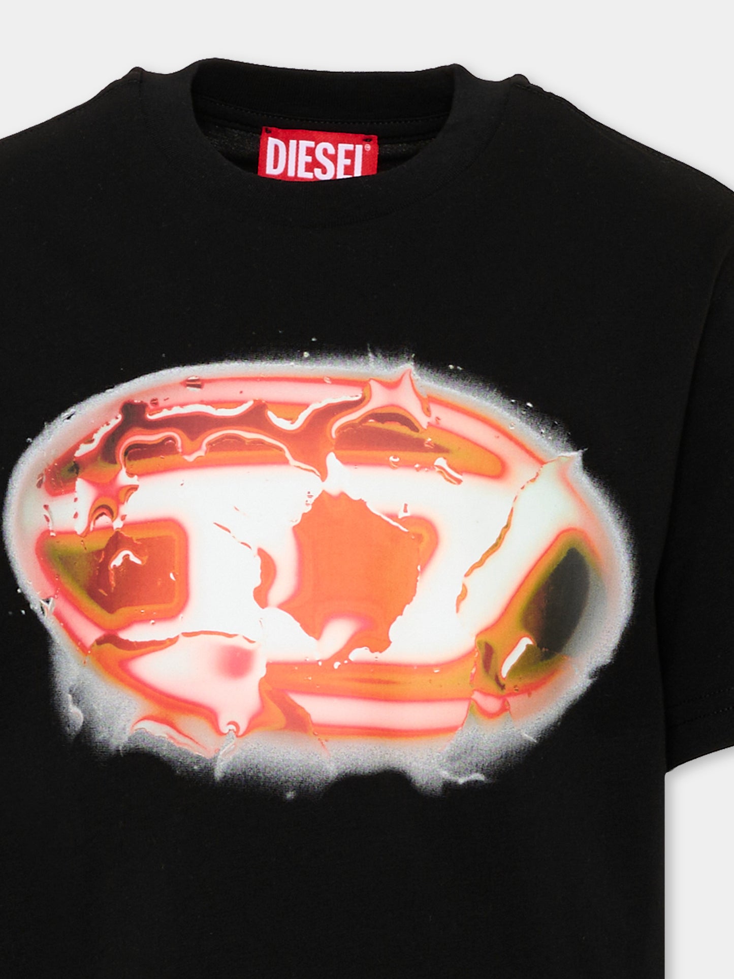 T-Shirt nera per bambino con logo,Diesel,J02496 0GRAM K900