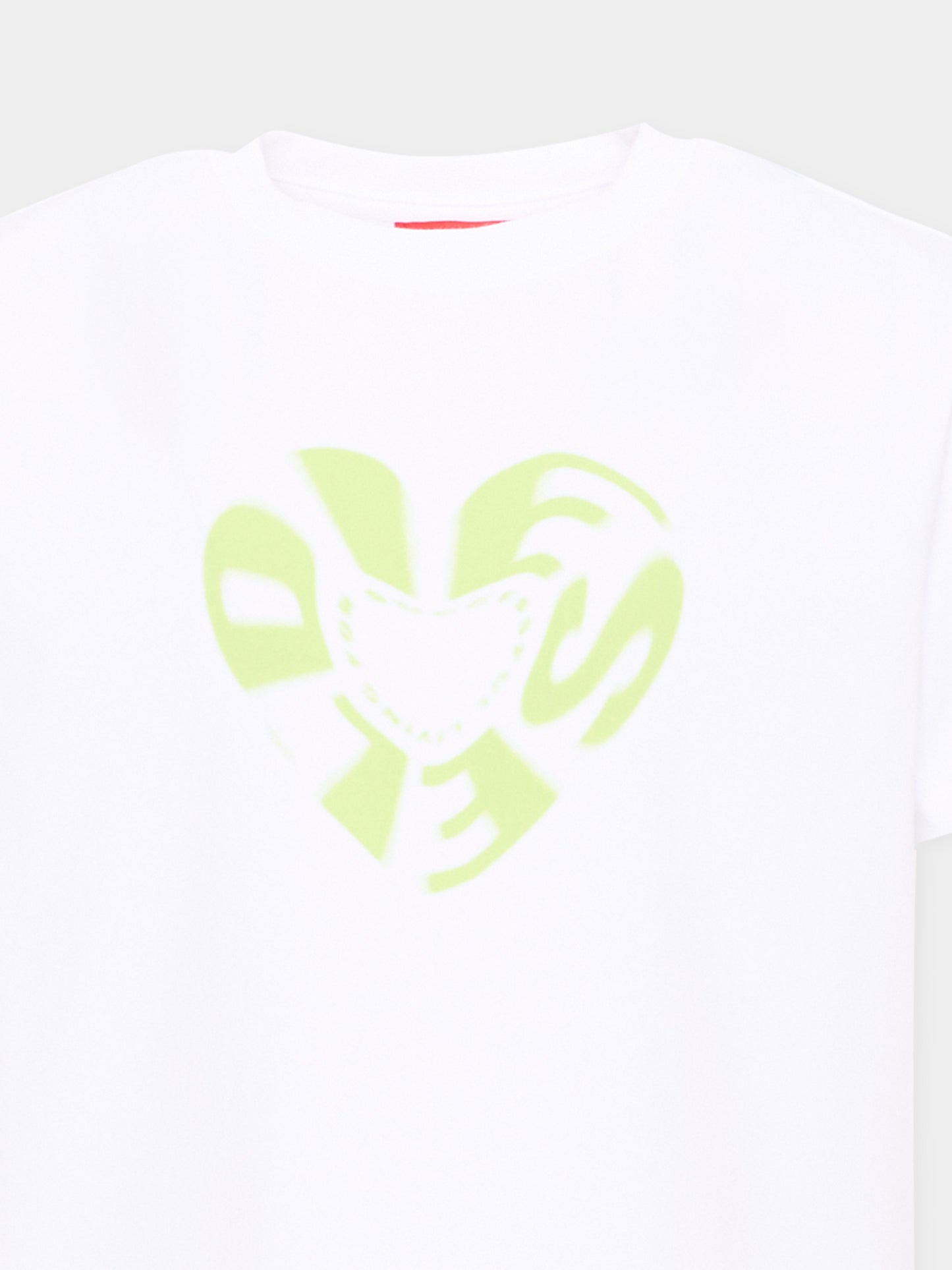 T-Shirt bianca per bambina con logo,Diesel,J02450 0AFAA K100