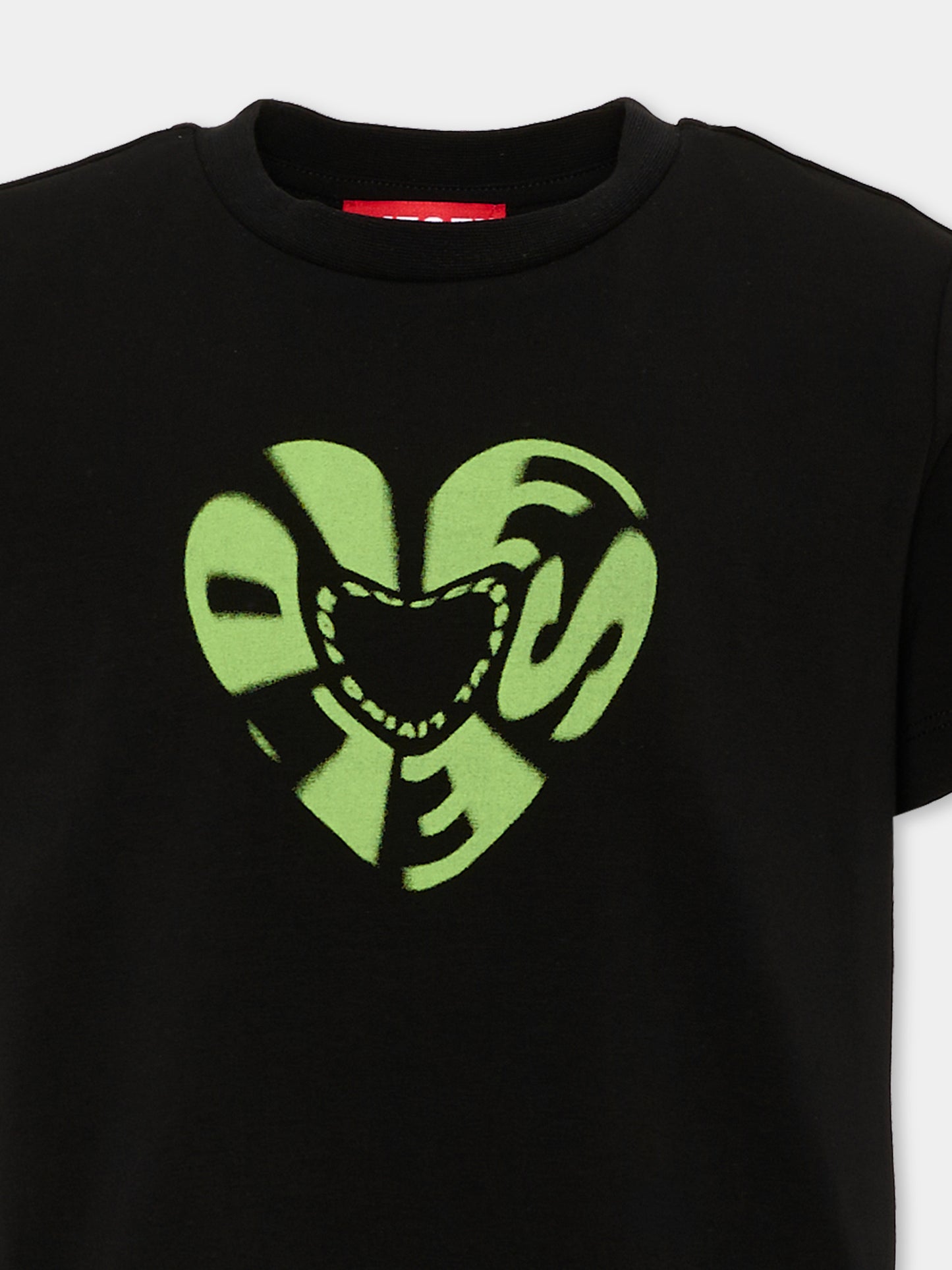 T-Shirt nera per bambina con logo,Diesel,J02450 0AFAA K900