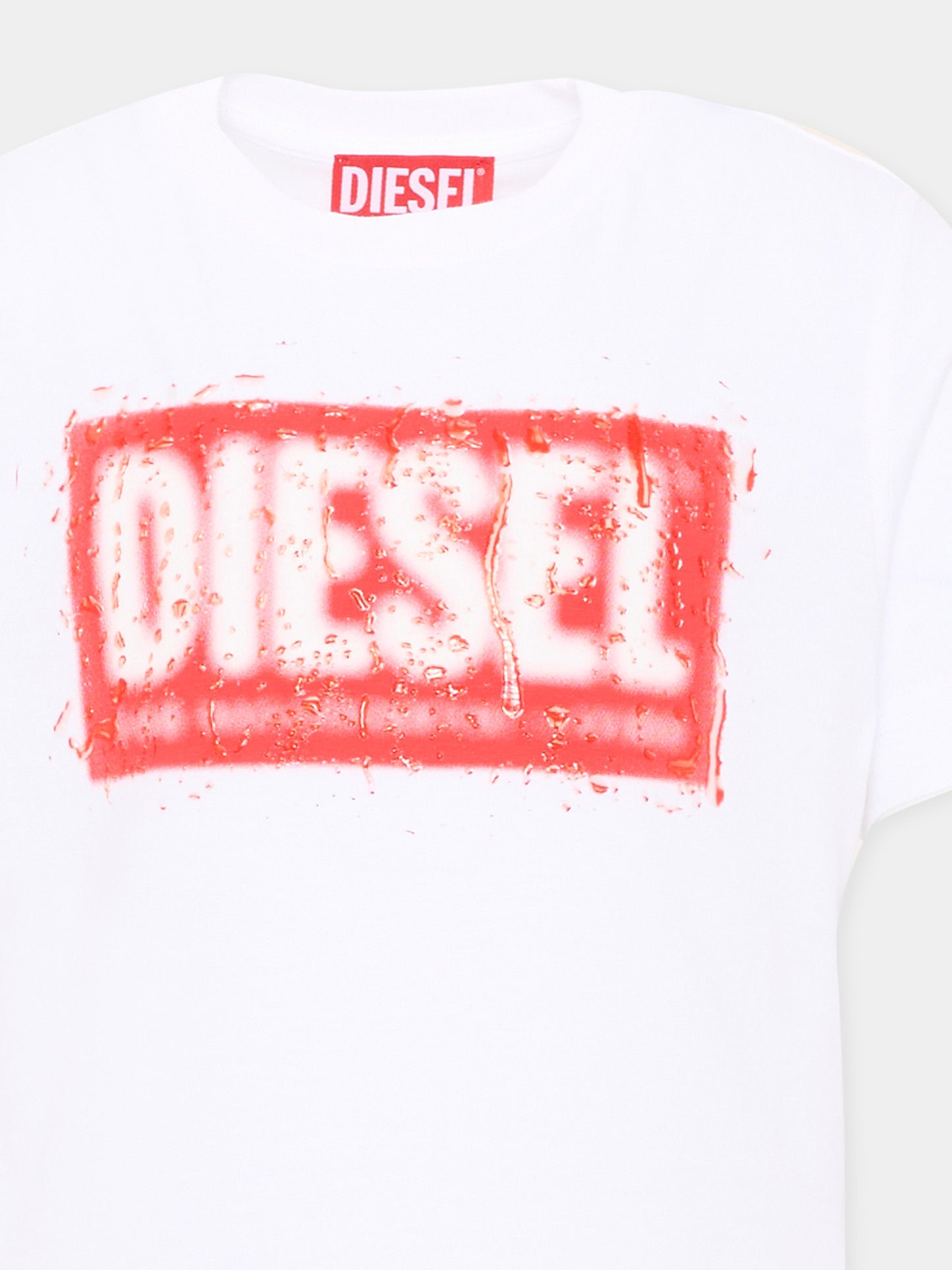 T-Shirt bianca per bambino con logo,Diesel,J02476 00YI9 K100