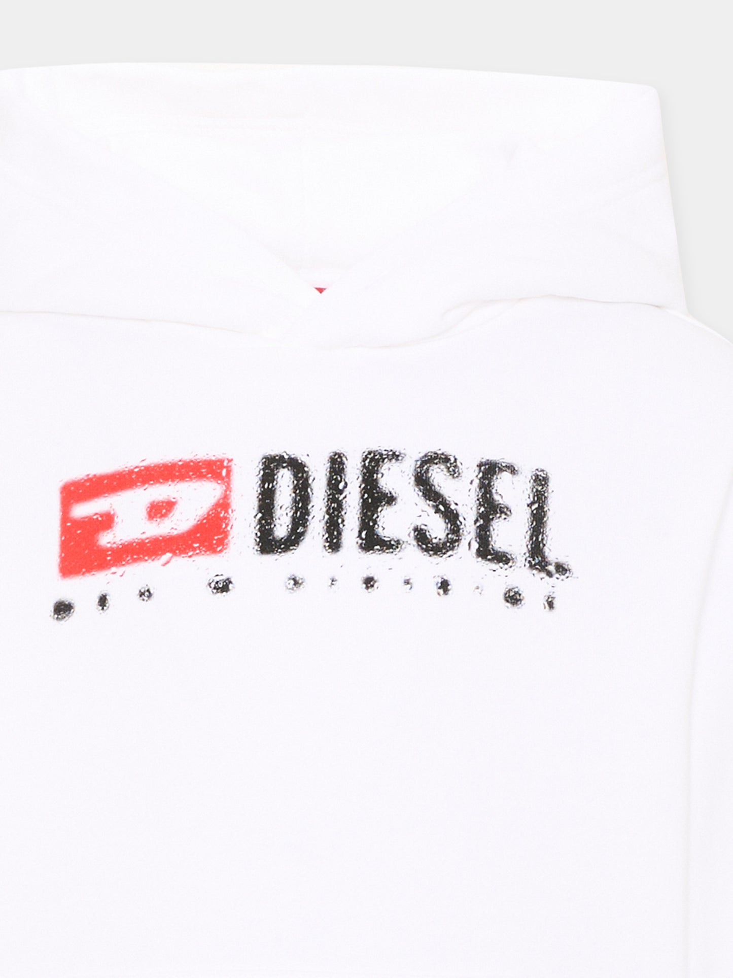 Felpa bianca per bambino con logo,Diesel,J02485 KYAZ3 K100