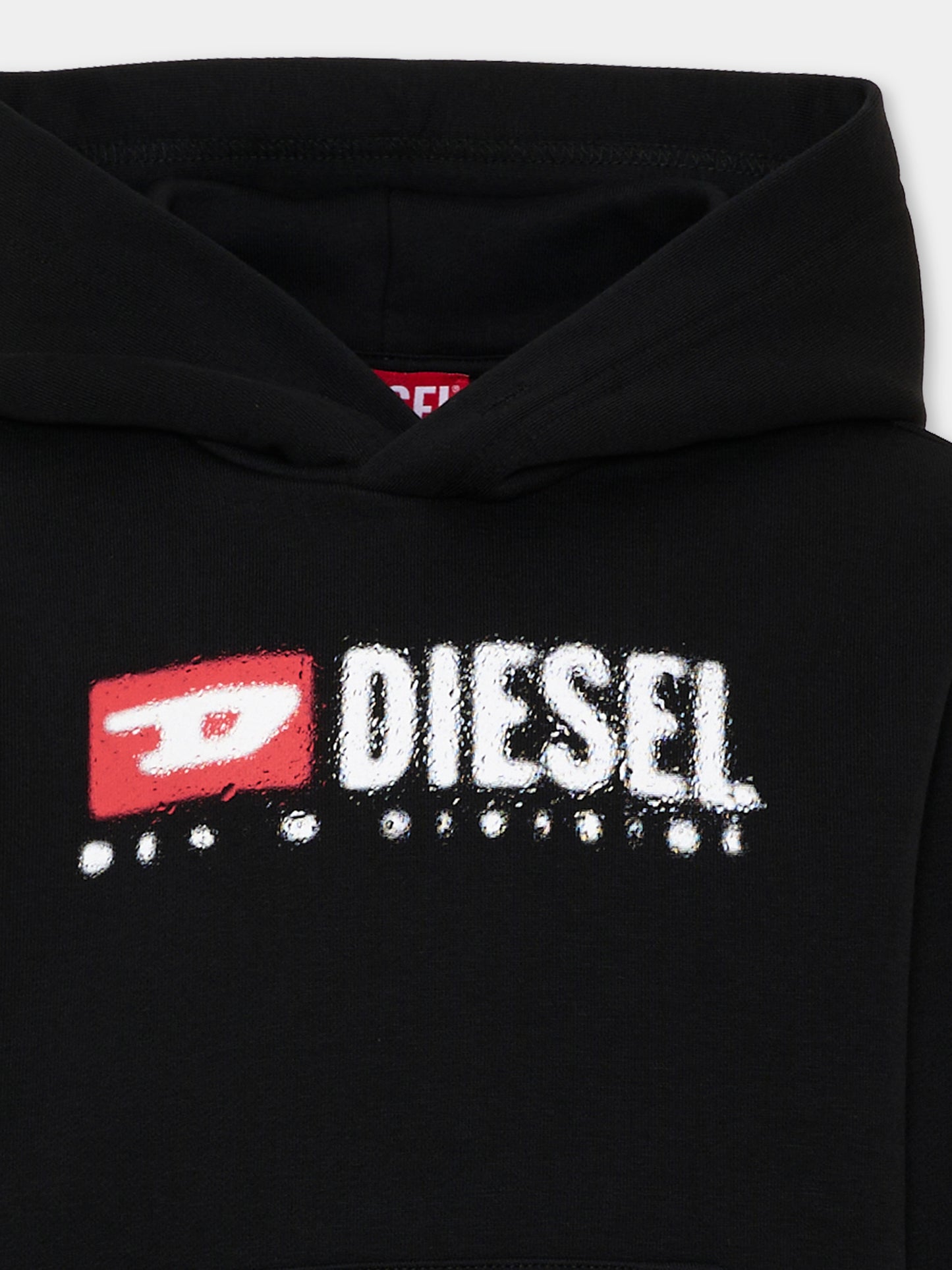 Felpa nera per bambino con logo,Diesel,J02485 KYAZ3 K900