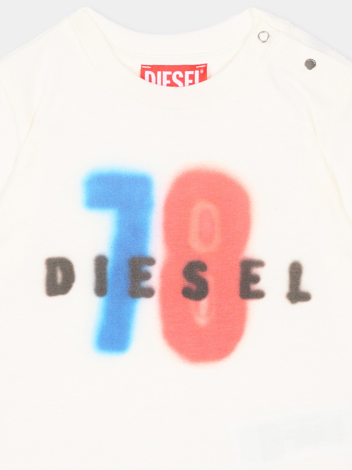T-Shirt avorio per neonato con logo,Diesel,K00706 KYAR1 K141