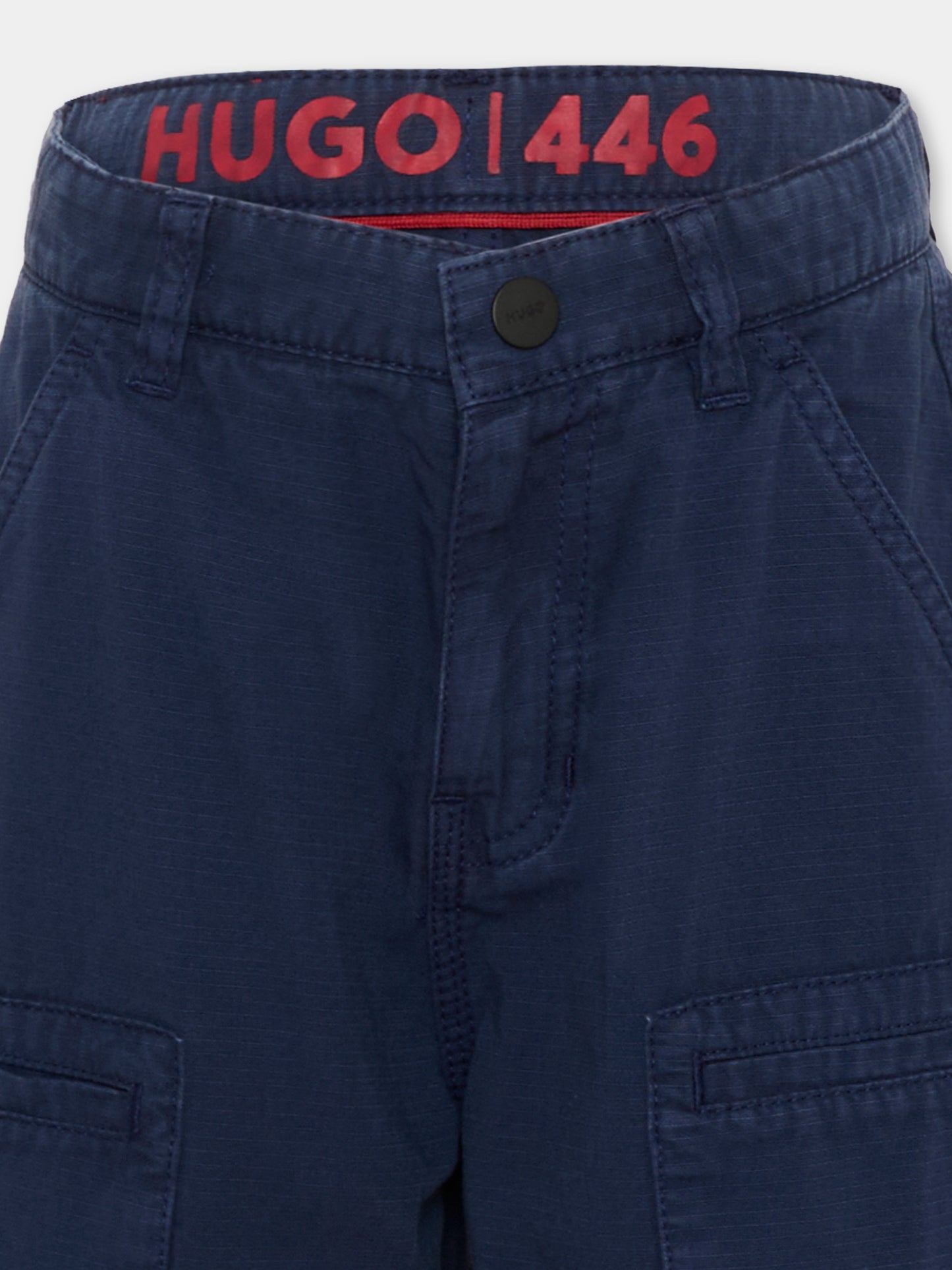 Shorts blu per bambino con patch logo,Hugo,G01002 85C
