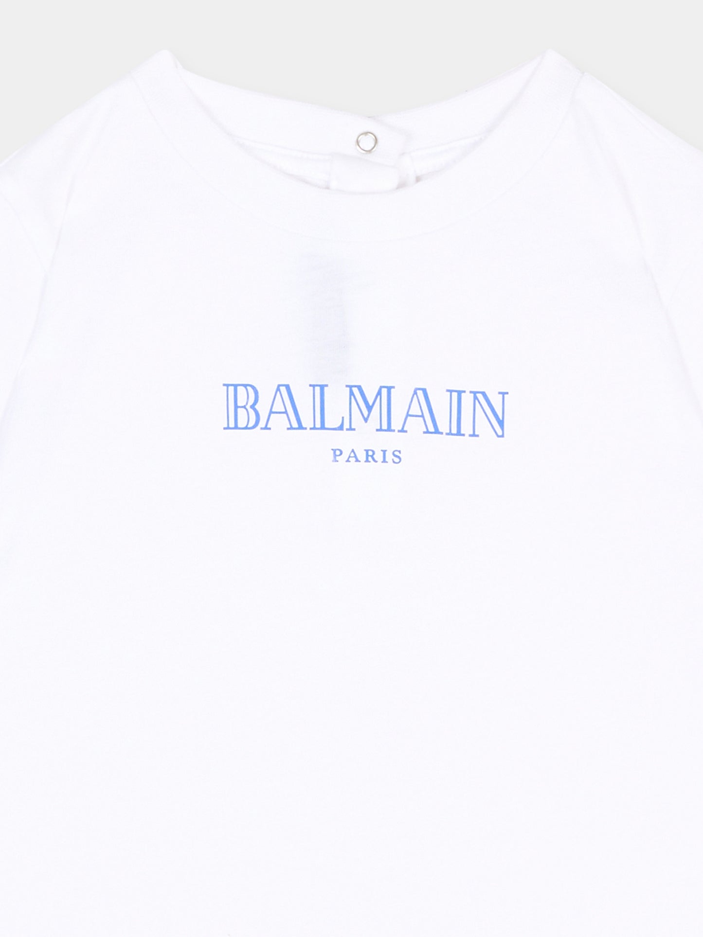 T-Shirt bianca per neonati con logo,Balmain Kids,BX8541 Z3186 100BL