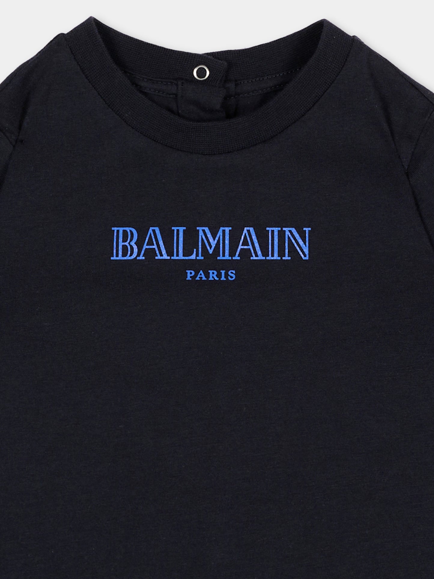 T-Shirt blu per bambini con logo,Balmain Kids,BX8541 Z3186 621BL