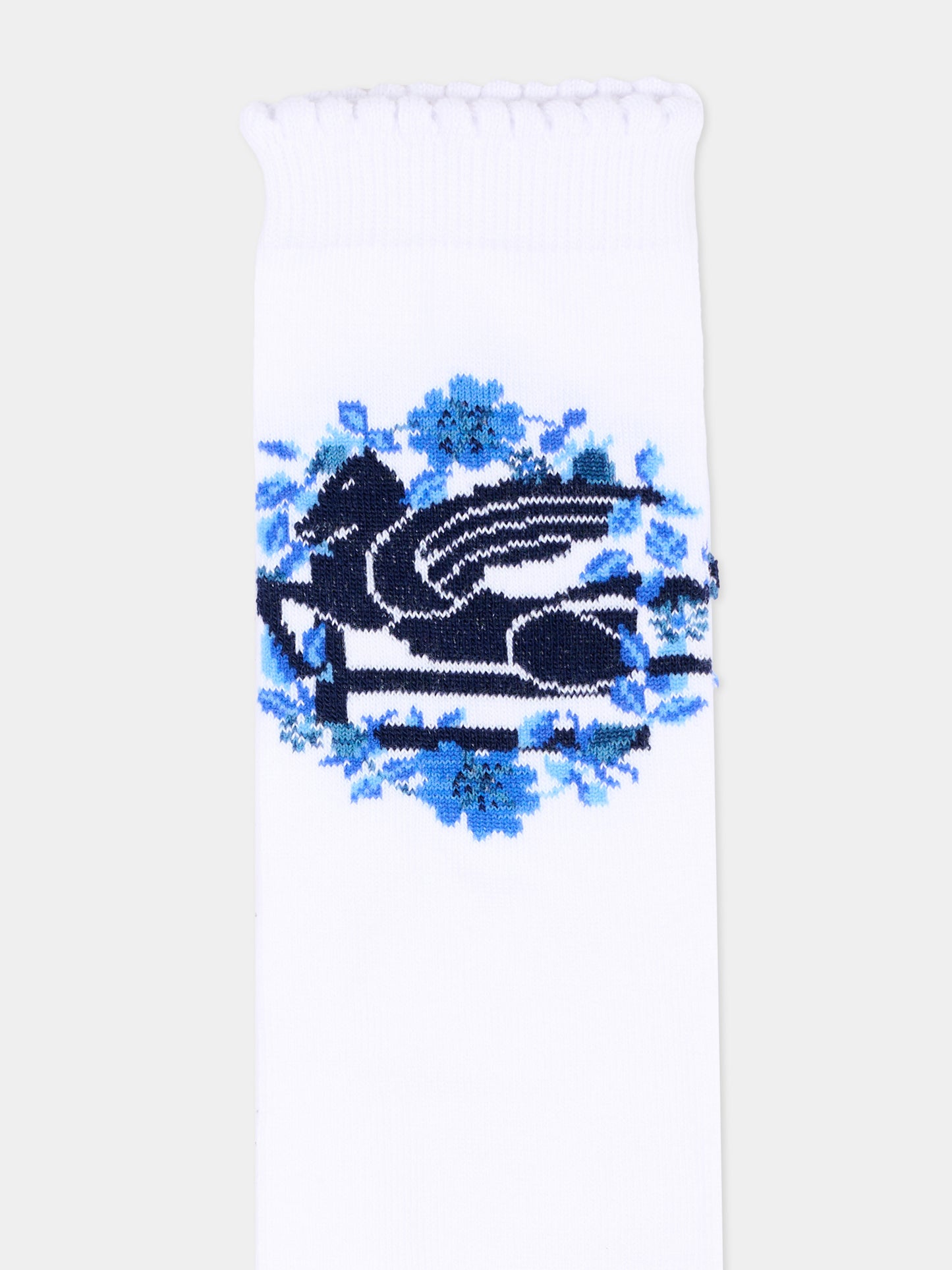 Calzino bianco per bambina con Pegaso,Etro,GU0A90 Z0396 101