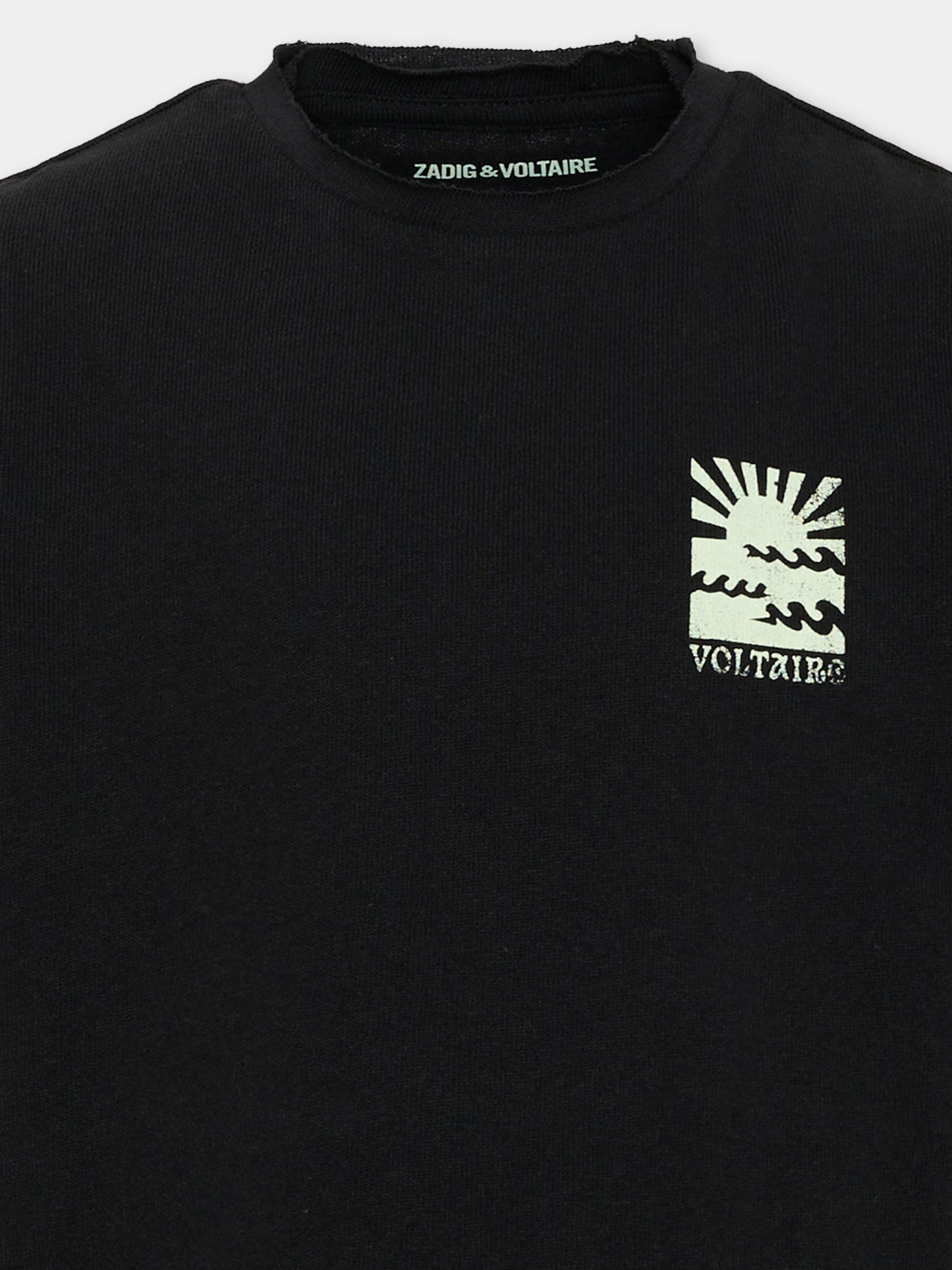 T-Shirt nera per bambina con stampa,Zadig & Voltaire Kids,X60582 09B