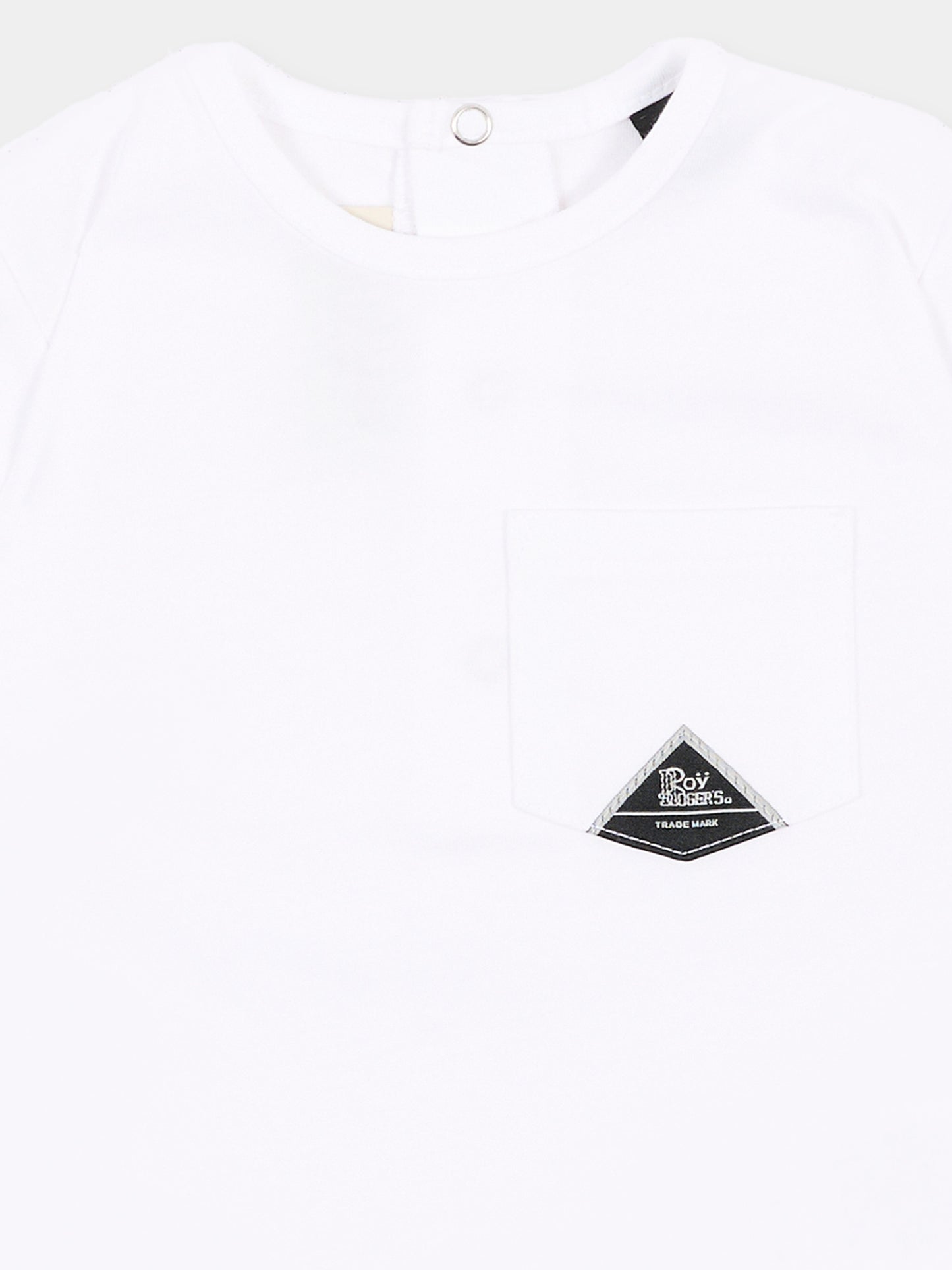 T-shirt a manica corta bianca per neonato tasca logo,Roy Roger's Kids,RG188 0 113
