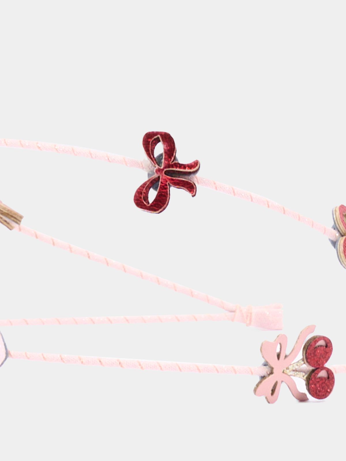 Serre-tête rose pour fille avec des cœurs et des cerises